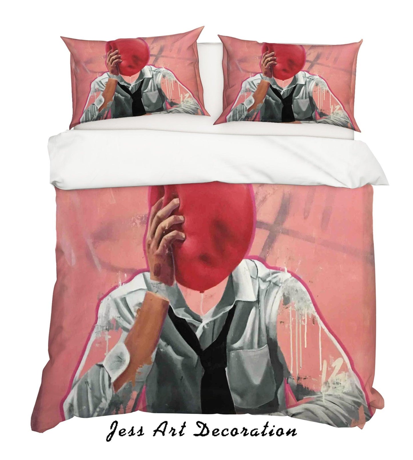 3D Abstract Red Balloon Suit Man Pink Quilt Cover Set Bedding Set Duvet Cover Pillowcases LXL