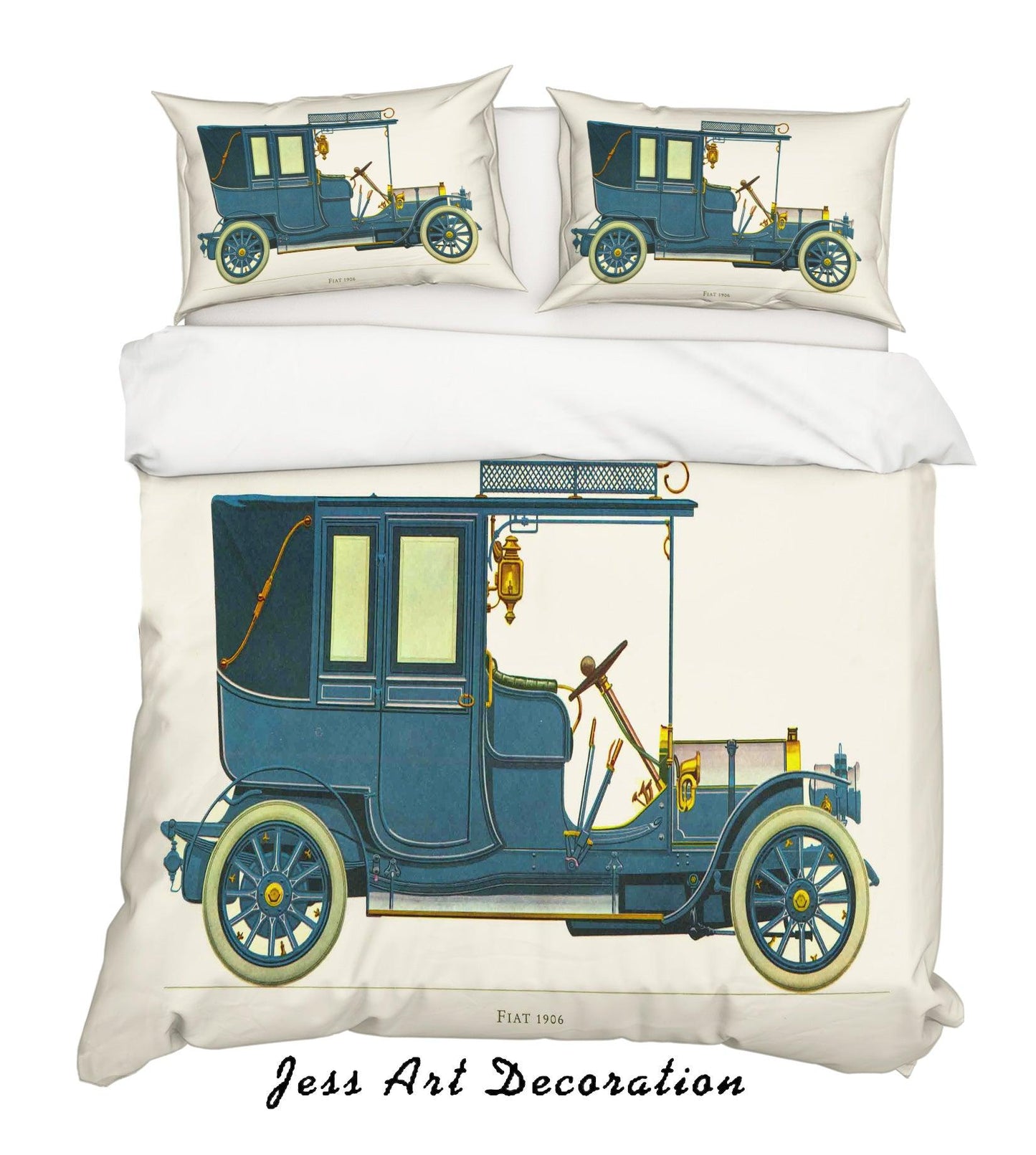 3D Blue Retro Classic Car Quilt Cover Set Bedding Set Pillowcases 11