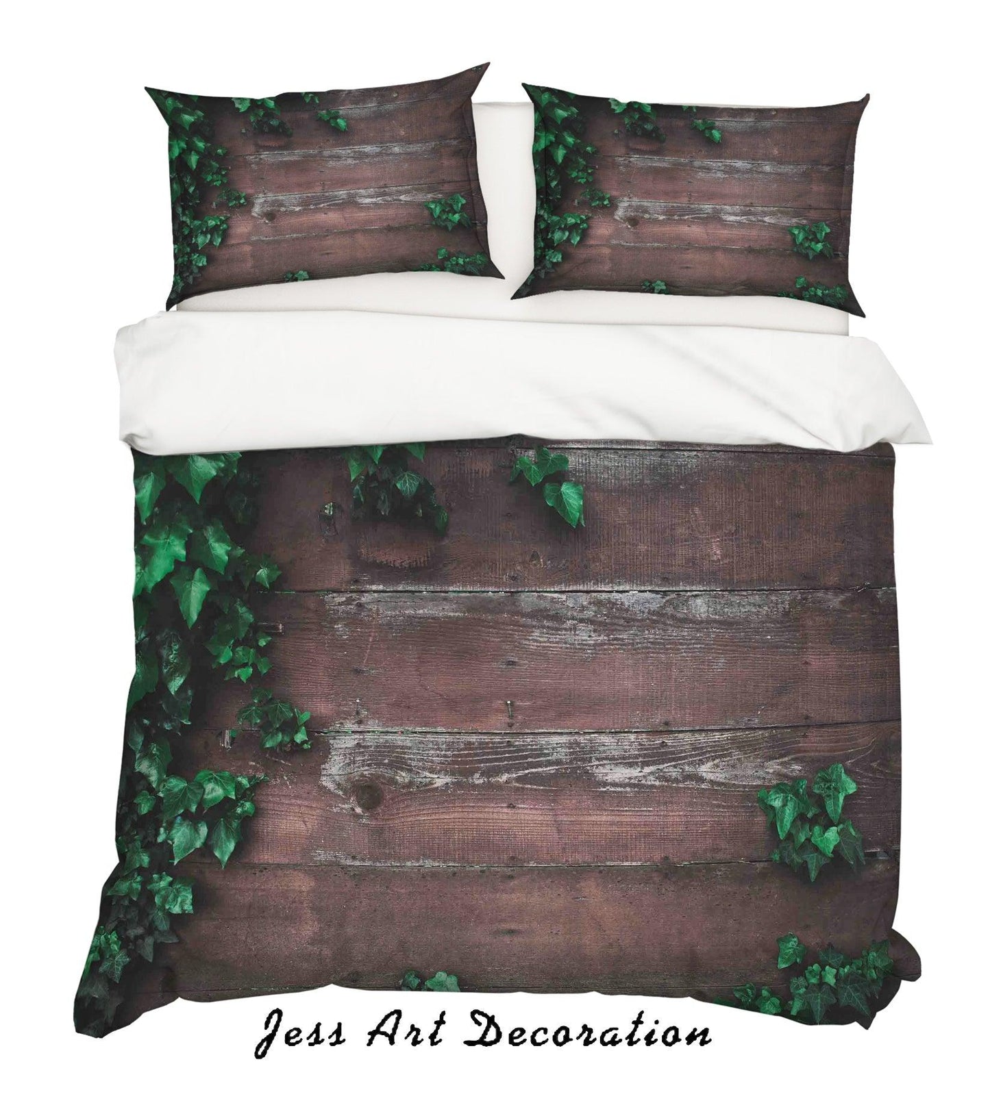 3D Brown Wood Green Leaves Quilt Cover Set Bedding Set Duvet Cover Pillowcases LQH A170