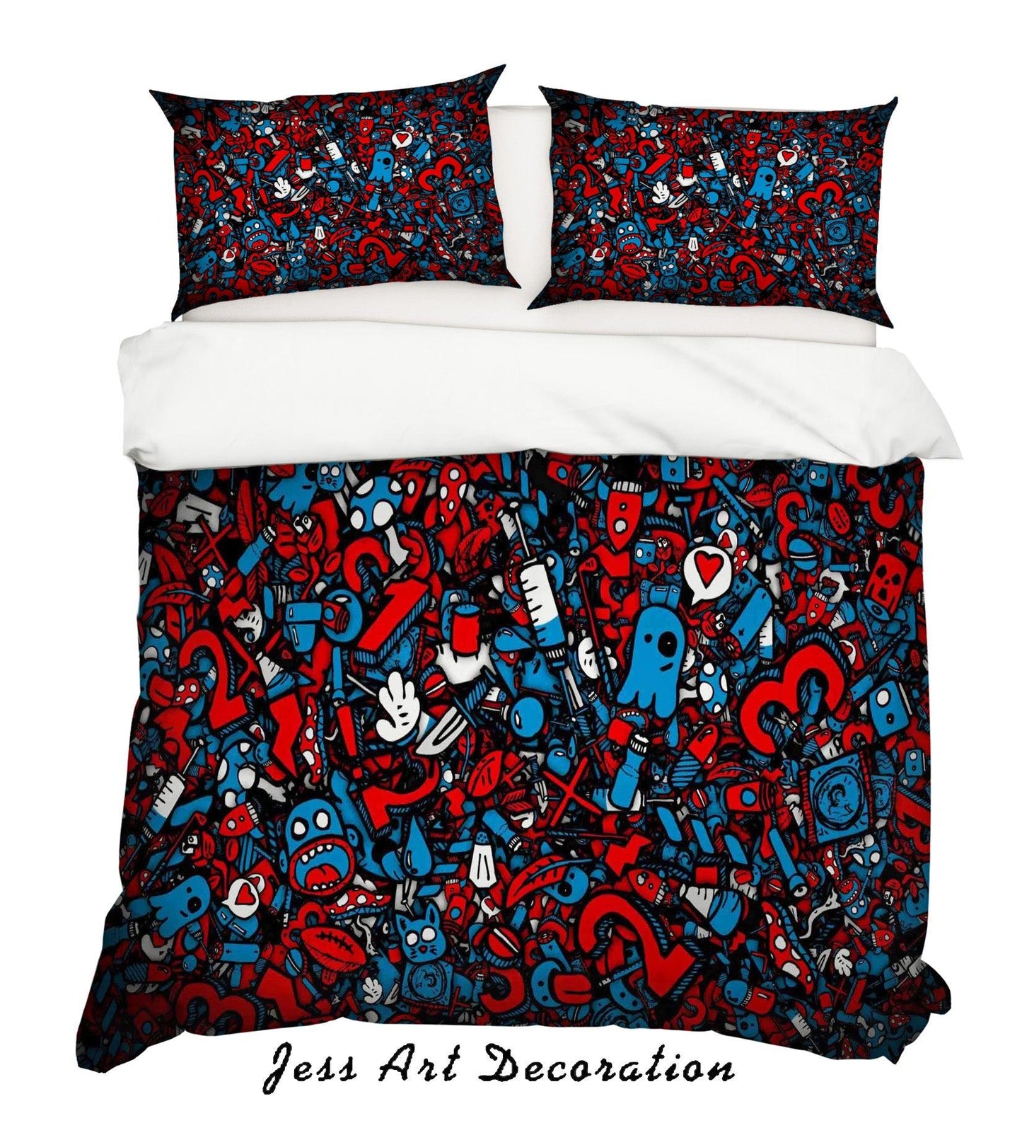 3D Cartoon Graffiti Quilt Cover Set Bedding Set Pillowcases 14