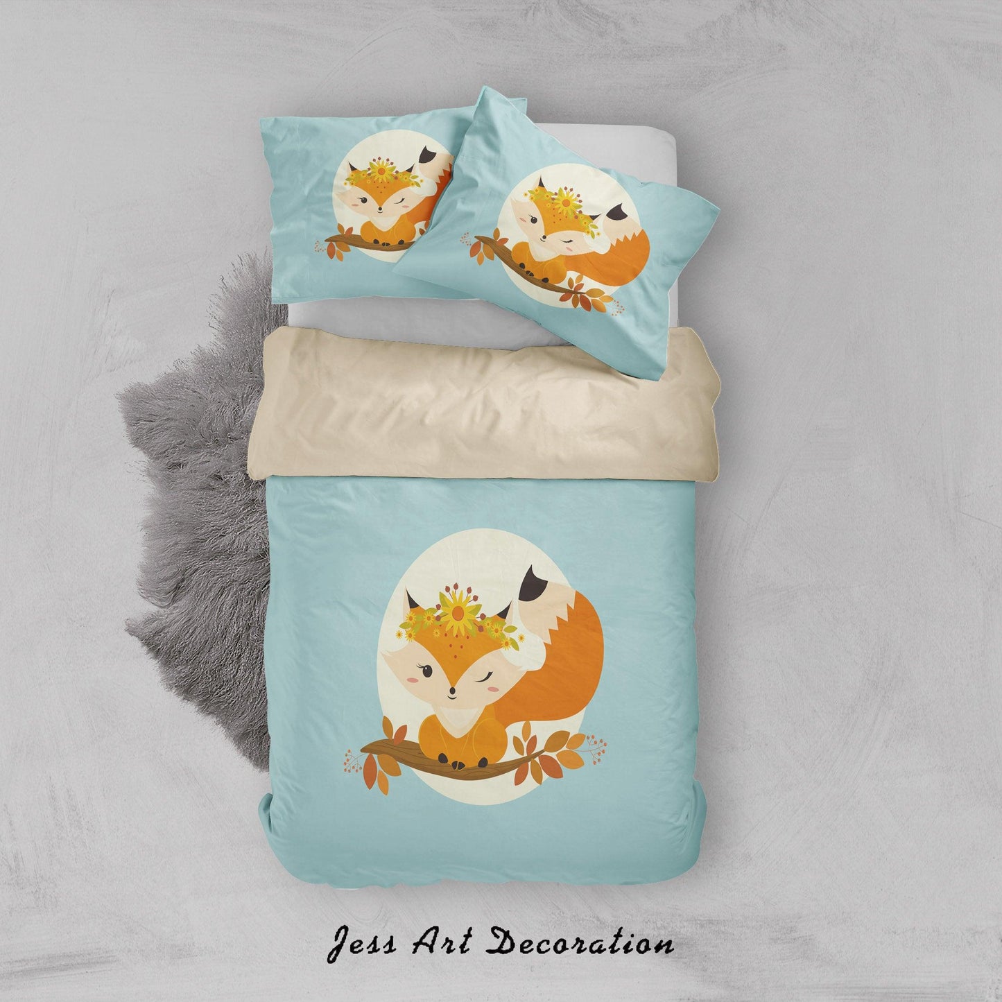 3D Blue Fox Quilt Cover Set Bedding Set Duvet Cover Pillowcases SF15