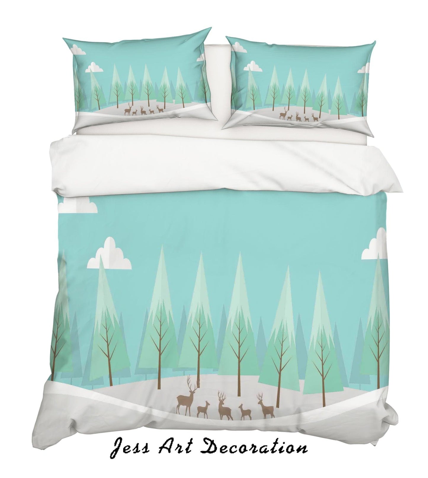 3D Cartoon Green Plants Quilt Cover Set Bedding Set Pillowcases 89