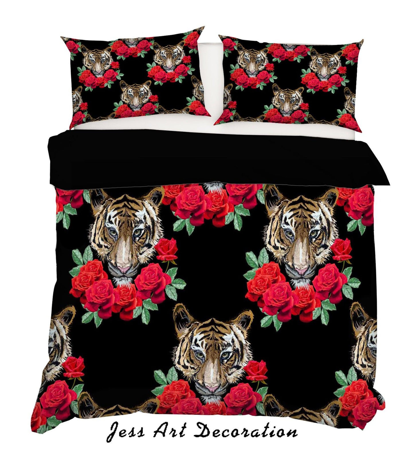 3D Black Tiger Rose Quilt Cover Set Bedding Set Pillowcases 63