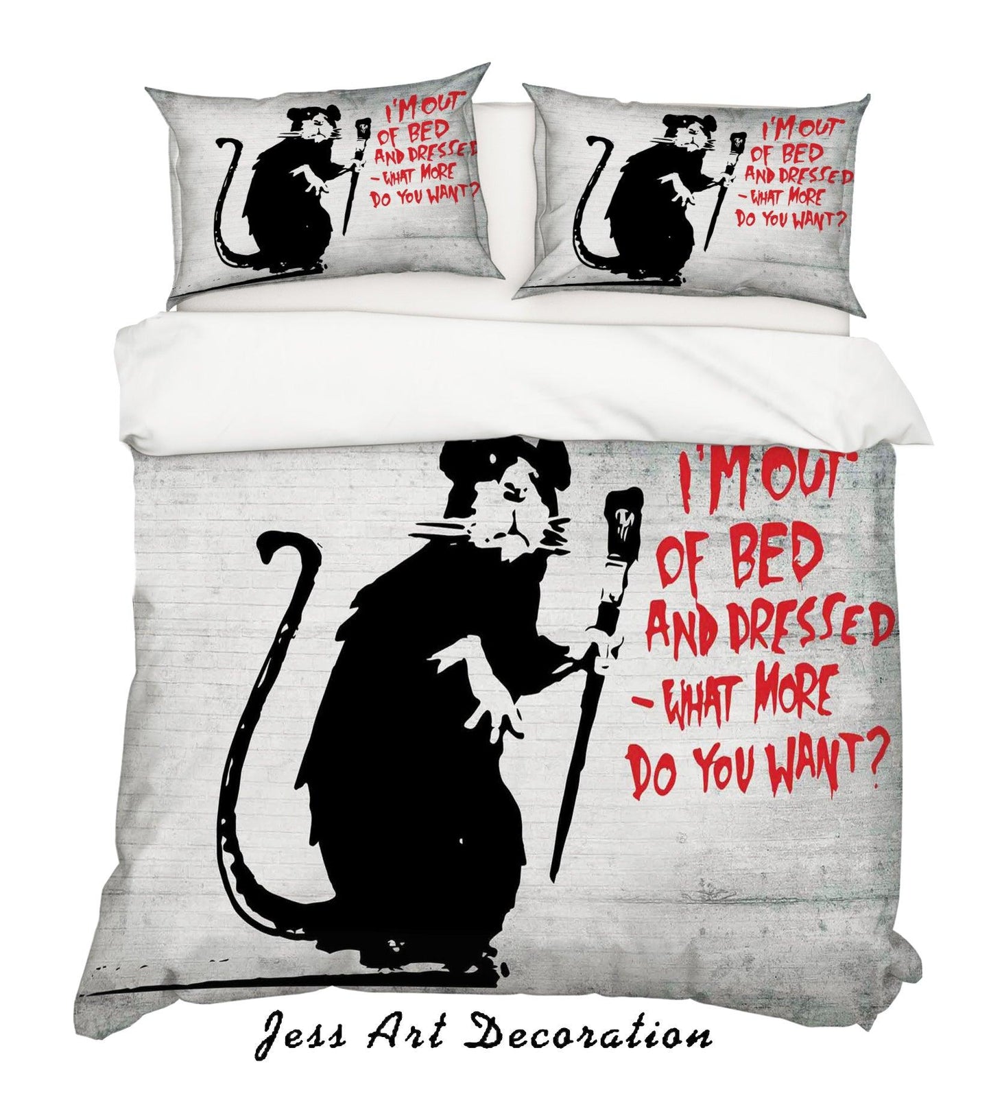 3D Banksy Mural Mouse Red Letter Quilt Cover Set Bedding Set Duvet Cover Pillowcases ZY D88