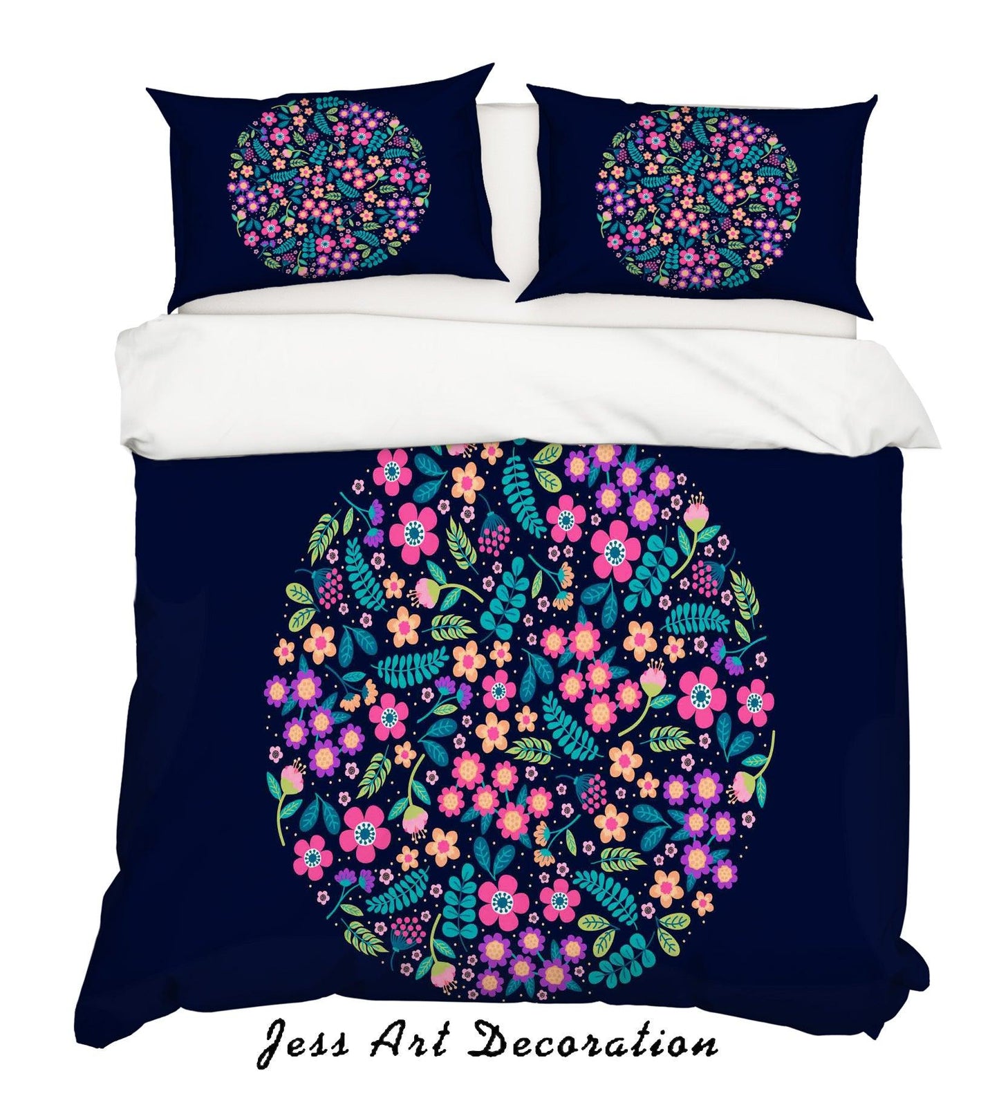 3D Blue Floral Quilt Cover Set Bedding Set Pillowcases 85