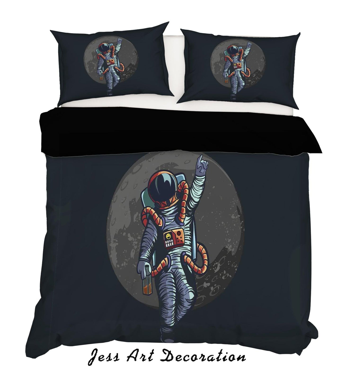 3D Black Astronaut Quilt Cover Set Bedding Set Pillowcases 01
