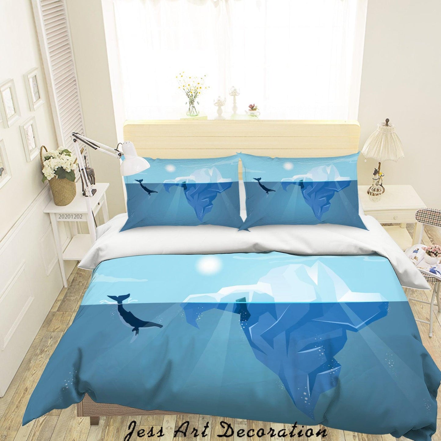 3D Cartoon Blue Sky Sunny Ocean Dolphin Fish Quilt Cover Set Bedding Set Duvet Cover Pillowcases LXL