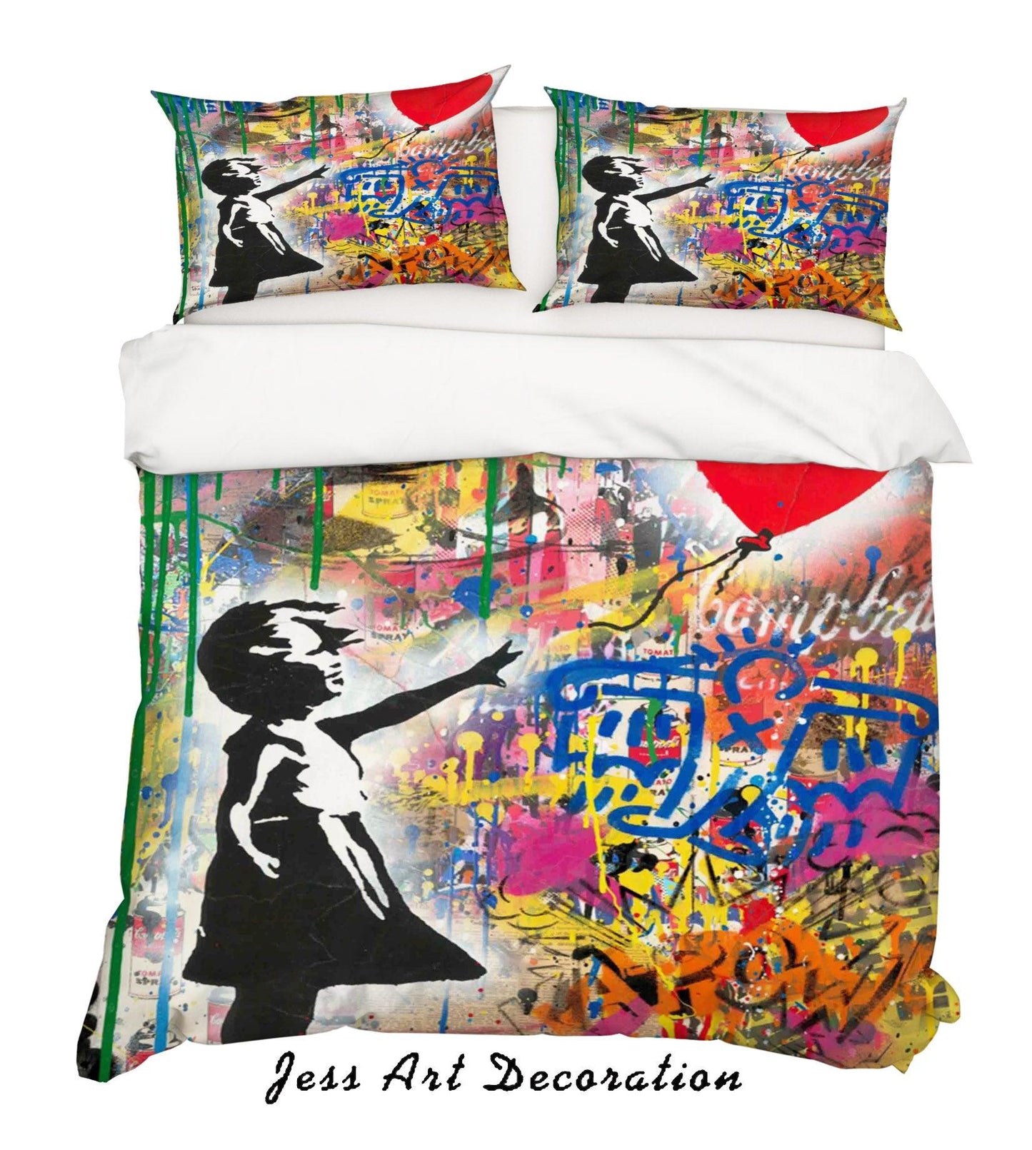 3D Balloon Girl Colorized Red Quilt Cover Set Bedding Set Duvet Cover Pillowcases ZY D85