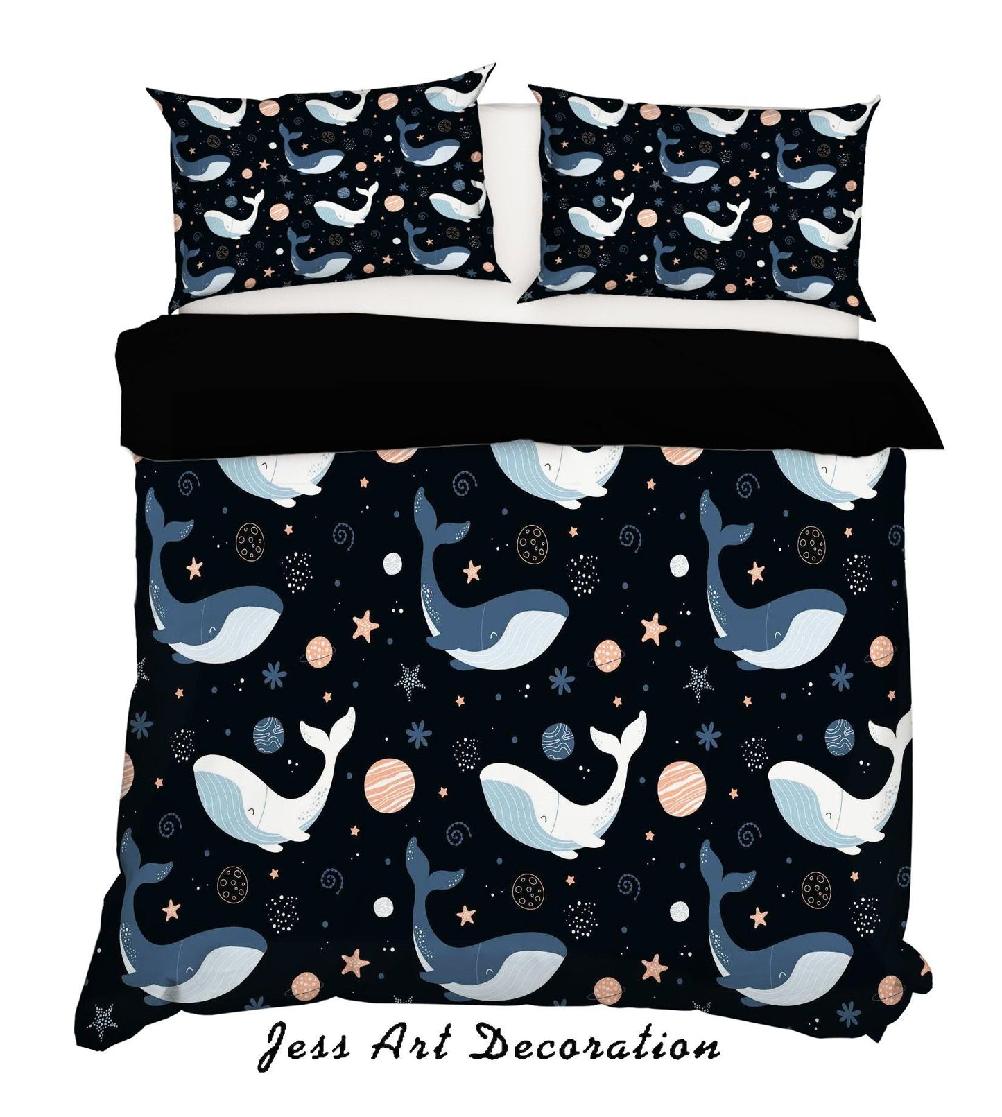3D Black Whale Quilt Cover Set Bedding Set Pillowcases 40
