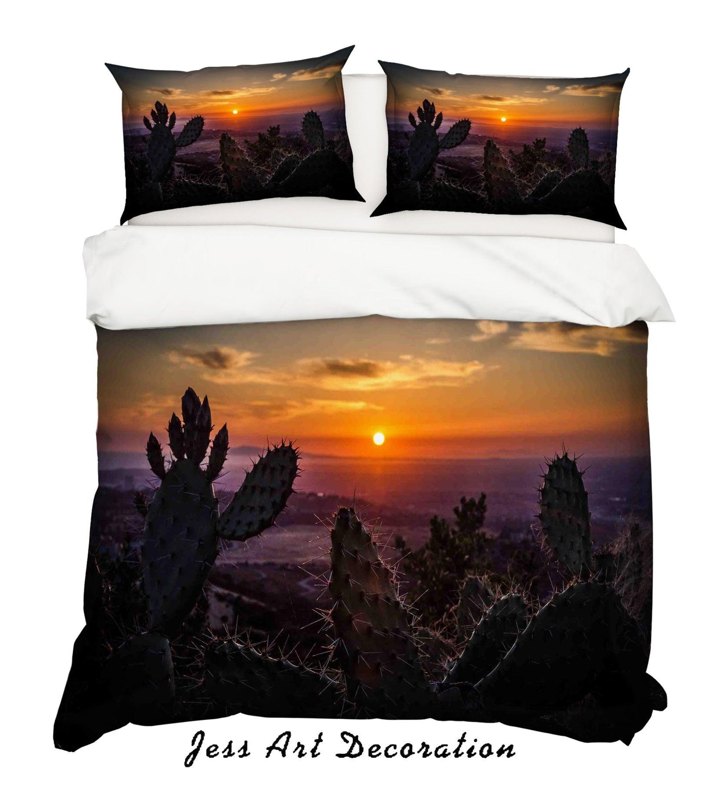 3D Cactus Sunset Sky Quilt Cover Set Bedding Set Duvet Cover Pillowcases LQH A142