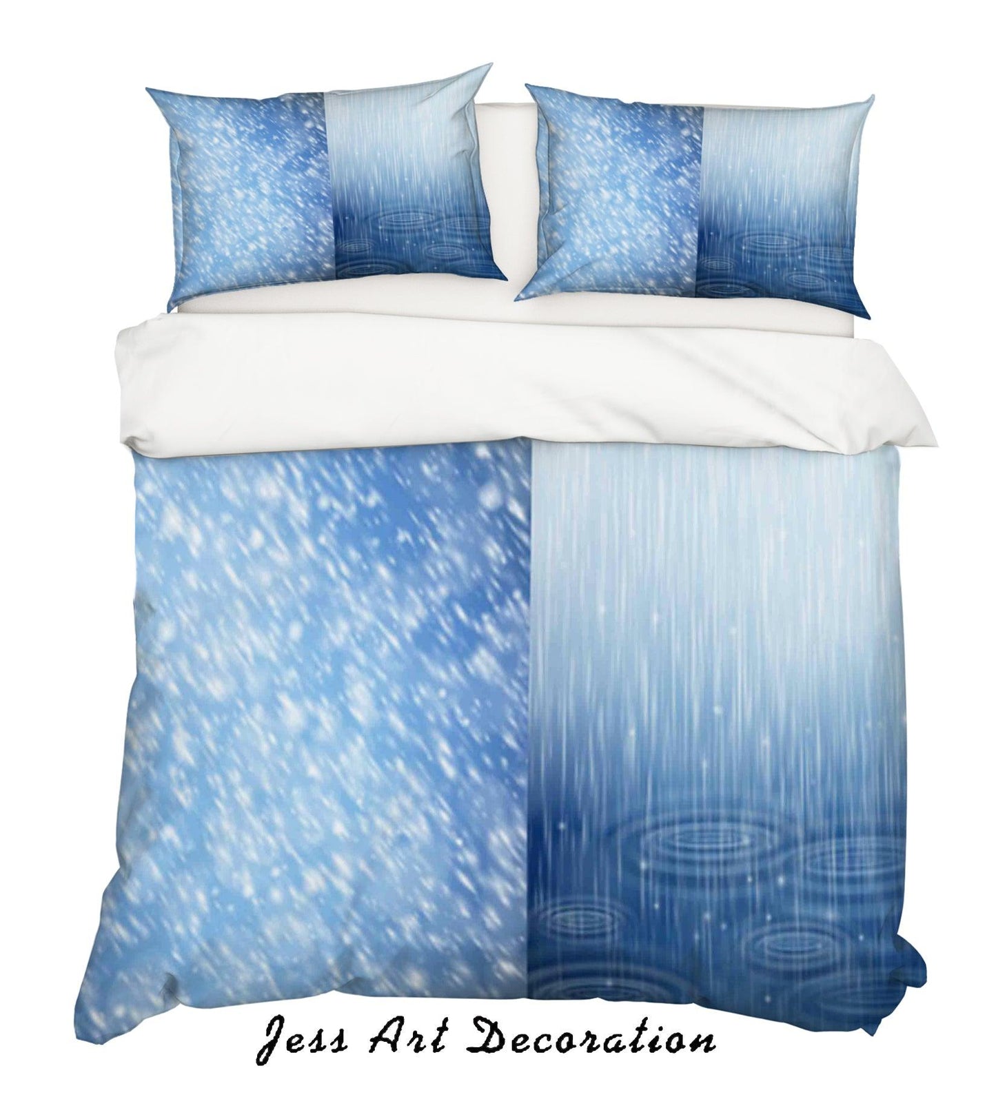 3D Blue Rain Quilt Cover Set Bedding Set Pillowcases 40