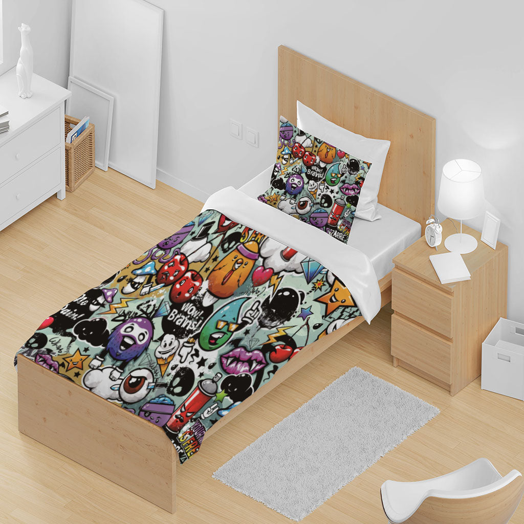 3D Cartoon Cherry Octopus Ice Cream Quilt Cover Set Bedding Set Duvet Cover Pillowcase 1425