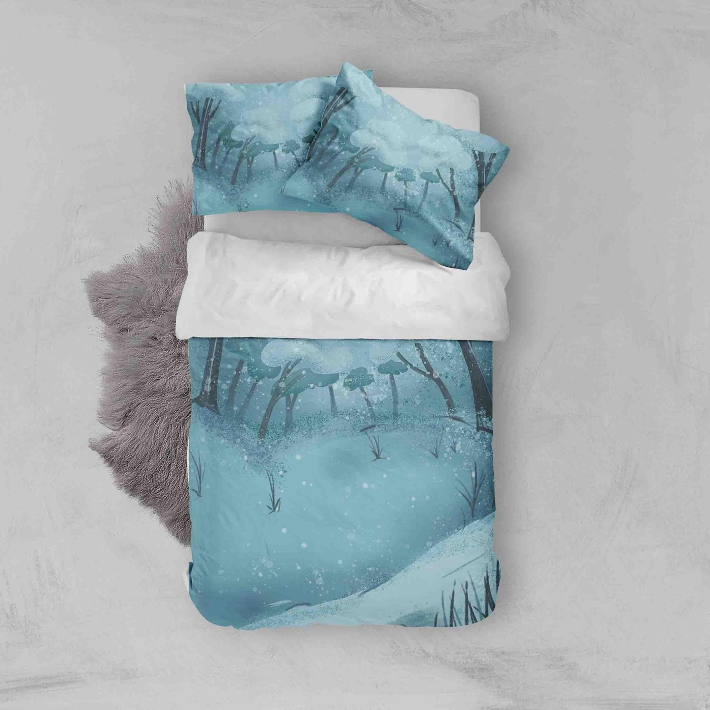 3D Blue Trees Quilt Cover Set Bedding Set Pillowcases 36