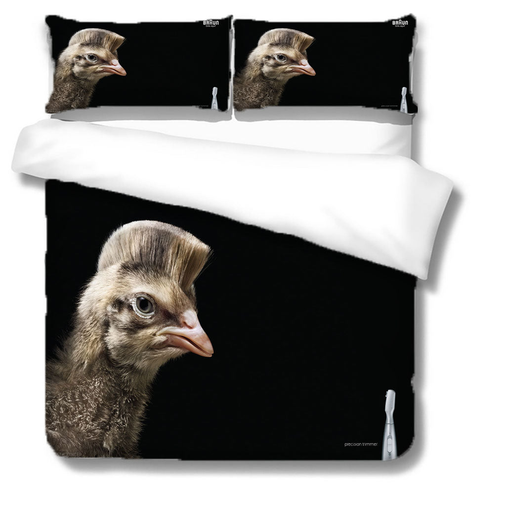 3D Animal Ostrich Black Quilt Cover Set Bedding Set Duvet Cover Pillowcases 1177