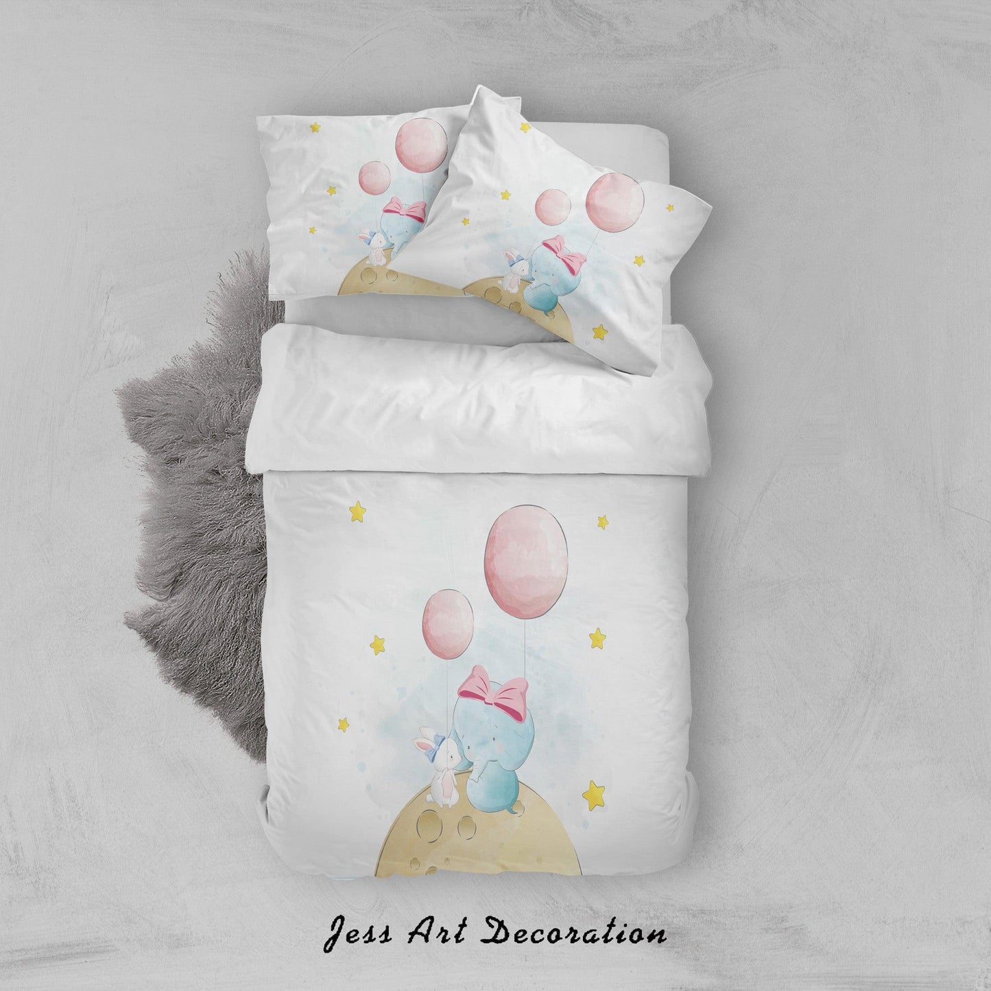 3D Cartoon Elephant Rabbit Balloon Star Quilt Cover Set Bedding Set Duvet Cover Pillowcases SF58