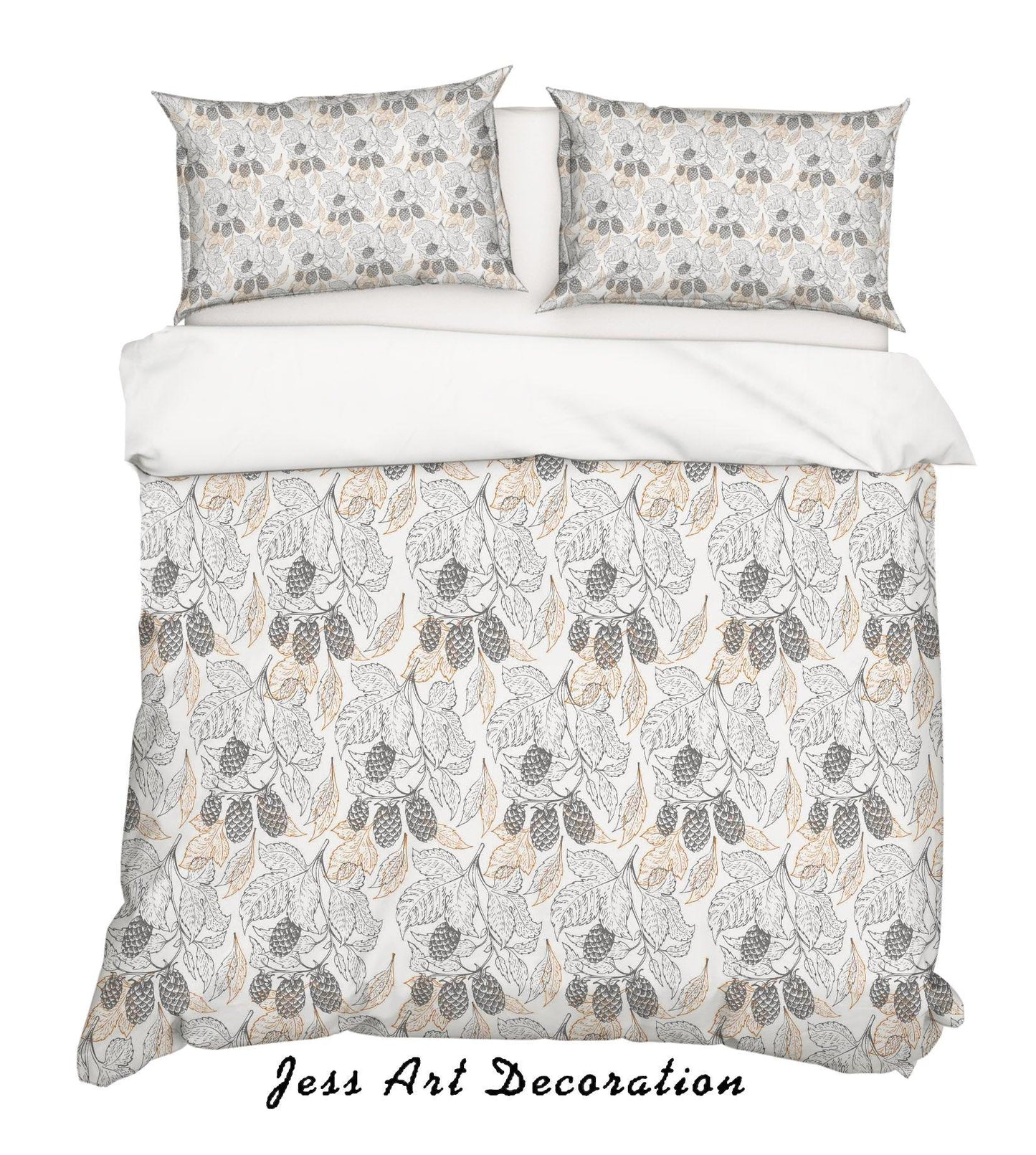 3D Abstract Hand Drawn Leaves Pattern Quilt Cover Set Bedding Set Duvet Cover Pillowcases WJ 6871