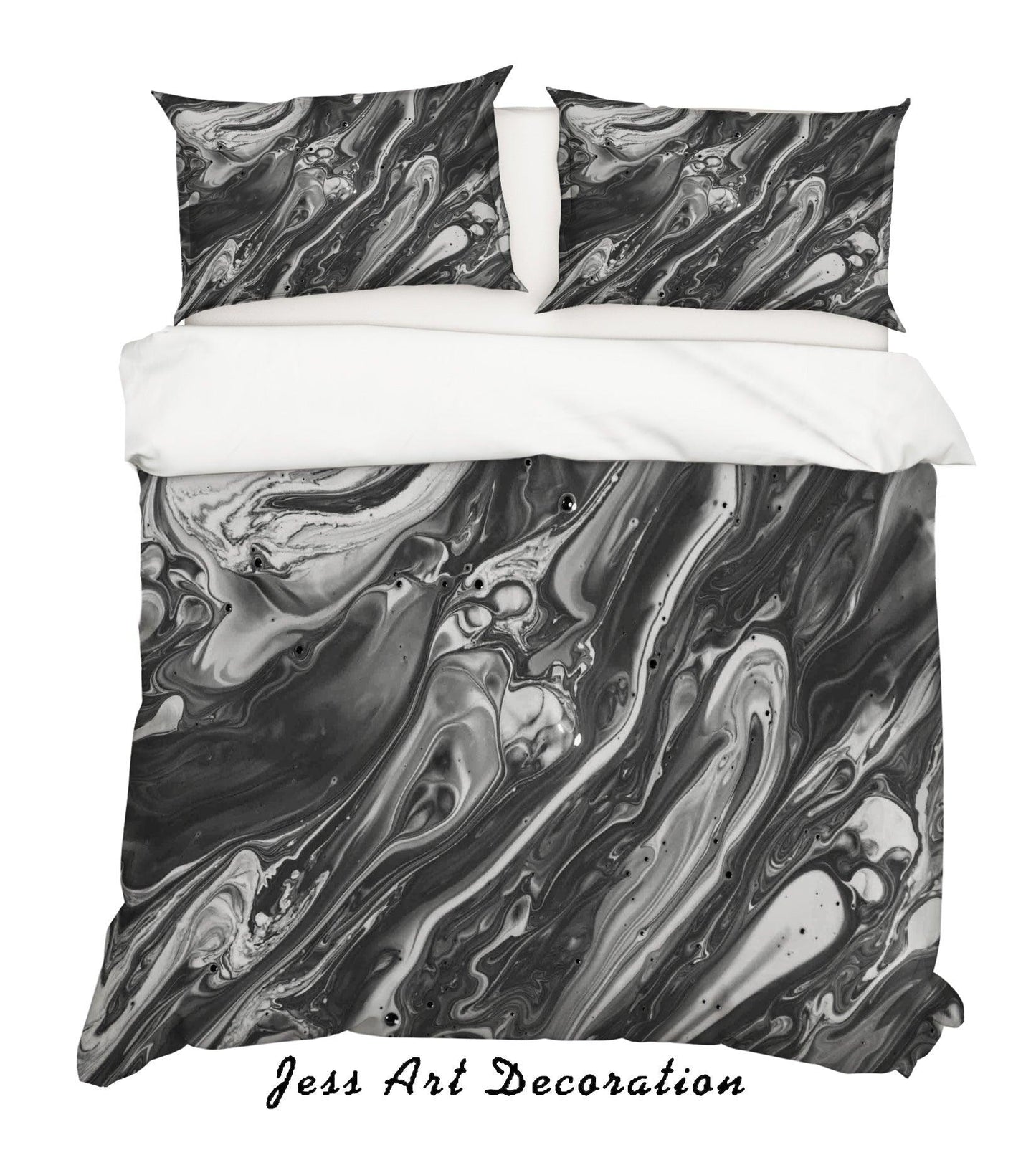 3D Black Watercolor Quilt Cover Set Bedding Set Pillowcases 99