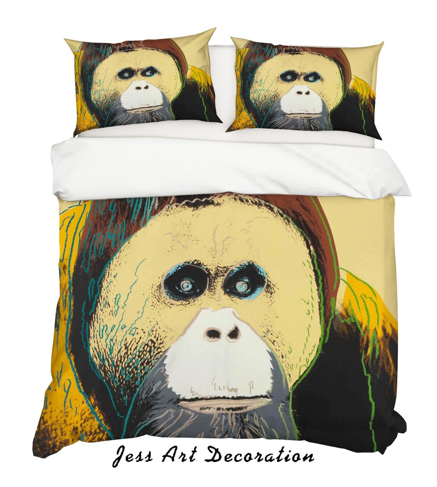 3D Andy Warhol Sketch Animal Gorilla Yellow Quilt Cover Set Bedding Set Duvet Cover Pillowcases ZY D6