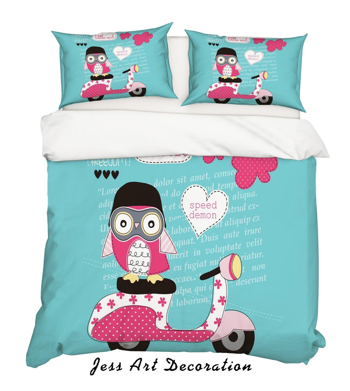 3D Cartoon Bird Green Quilt Cover Set Bedding Set Pillowcases 160