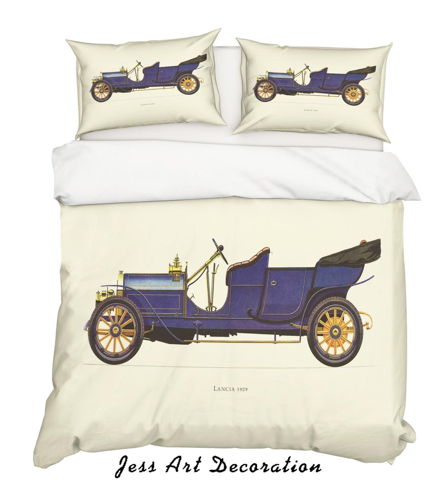 3D Blue Retro Cars Quilt Cover Set Bedding Set Pillowcases 15