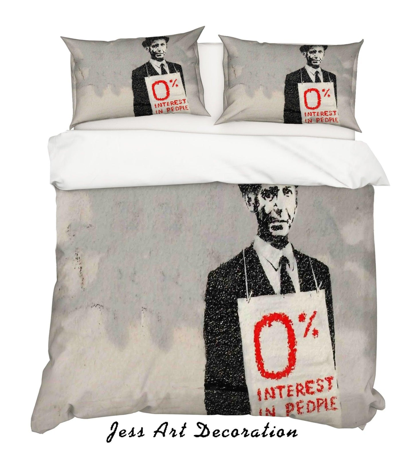 3D Banksy Mural Black White Figure Red Letter Quilt Cover Set Bedding Set Duvet Cover Pillowcases ZY D106