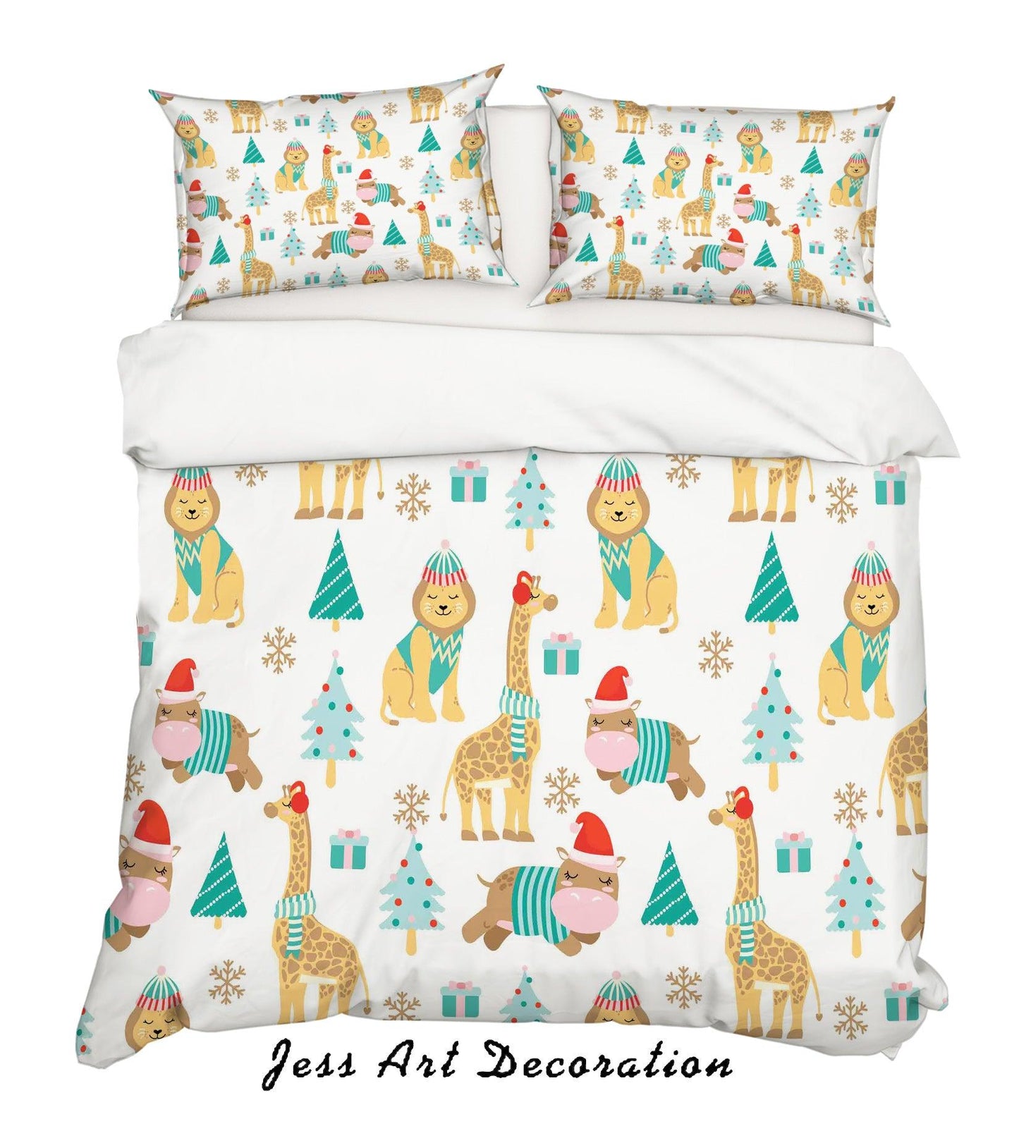 3D Cartoon Lion Giraffe Quilt Cover Set Bedding Set Pillowcases 25