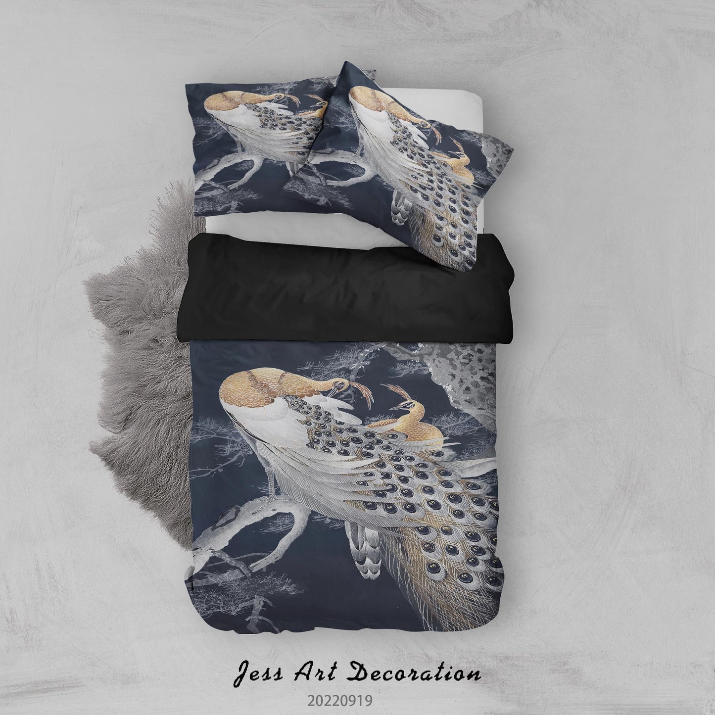 3D Animal Peacock Gray Quilt Cover Set Bedding Set Duvet Cover Pillowcase 239