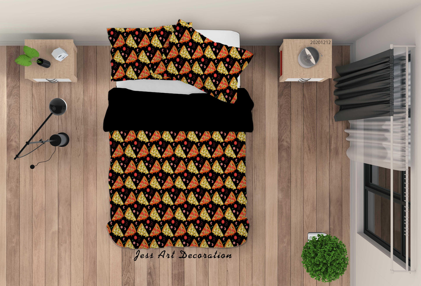 3D Cartoon Hand Drawn Colorful Pizza Pattern Quilt Cover Set Bedding Set Duvet Cover Pillowcases LXL