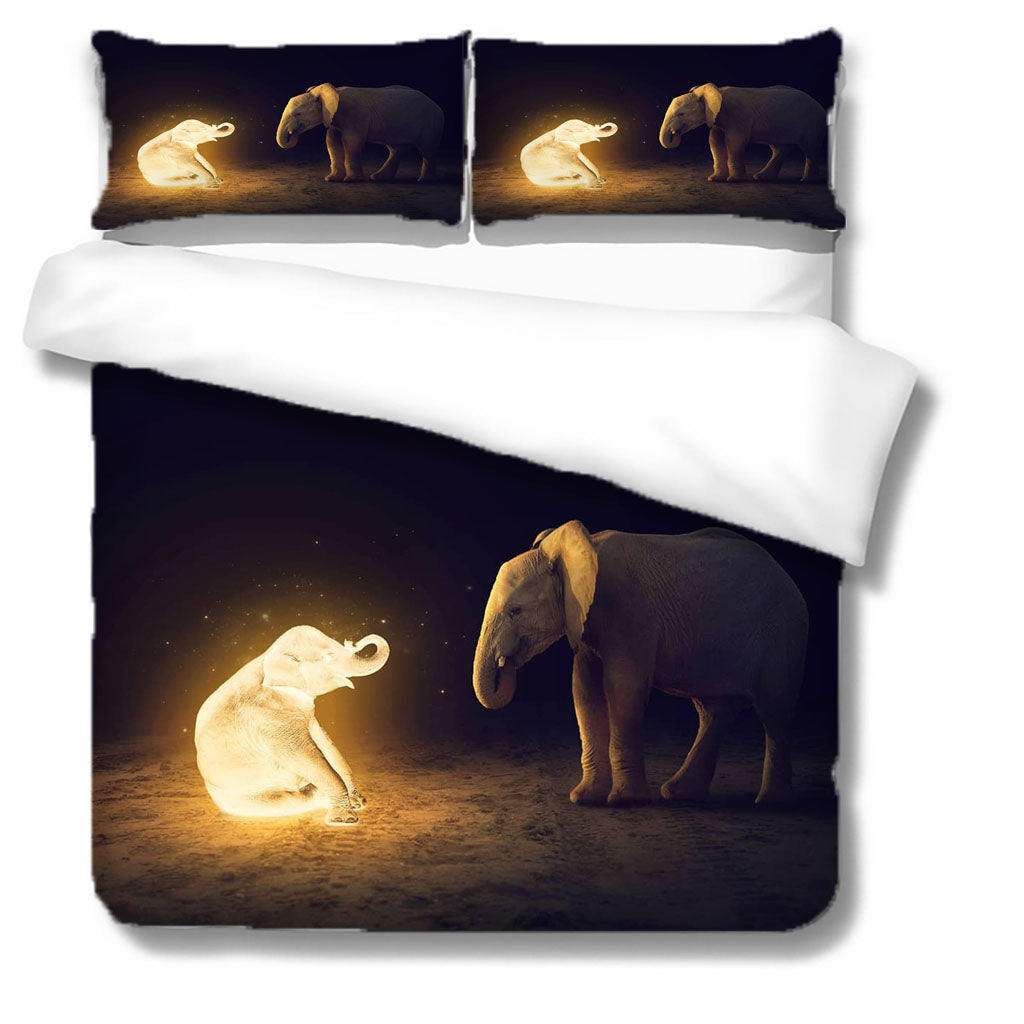3D Animal Elephant Light Glowworm Quilt Cover Set Bedding Set Duvet Cover Pillowcases 1127