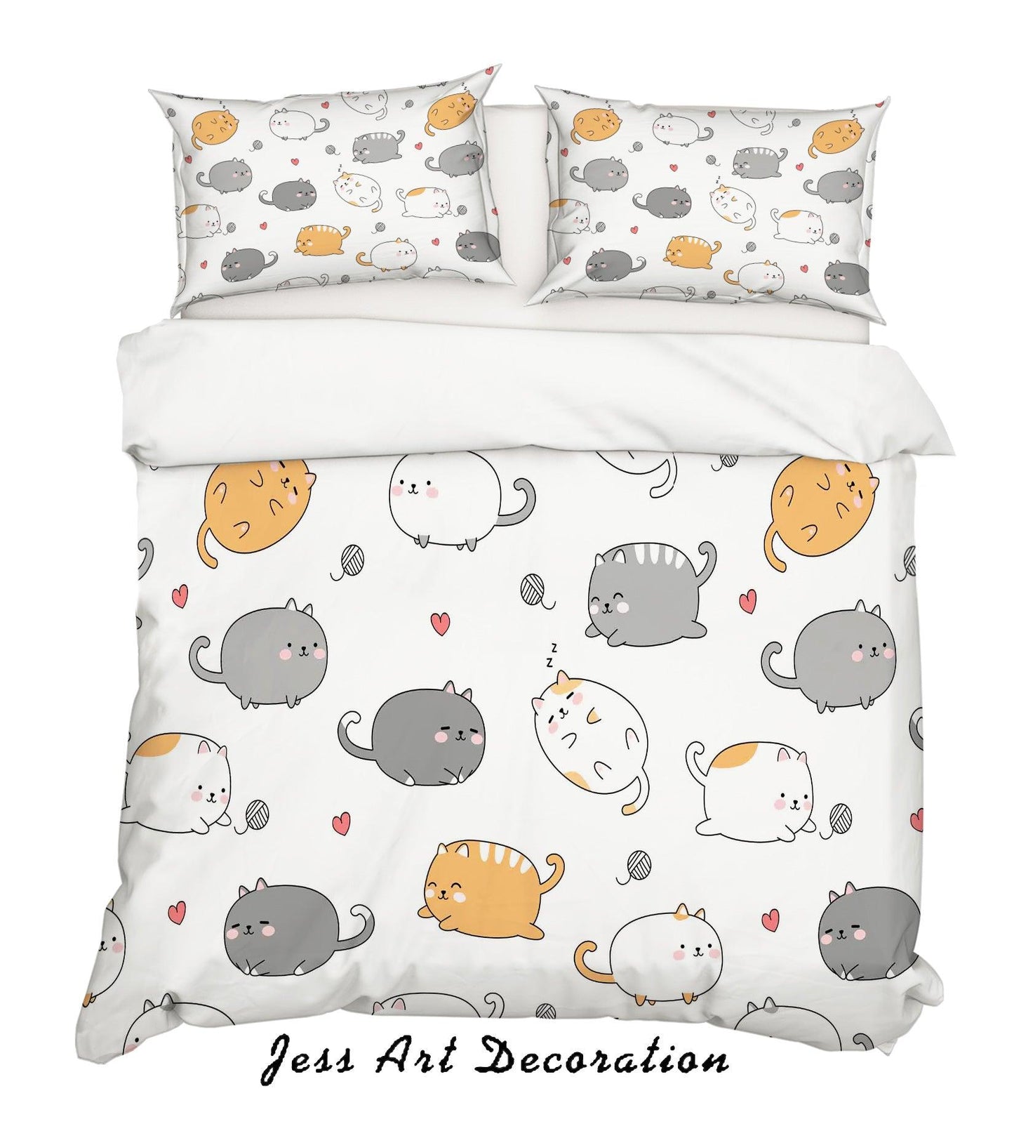 3D Cartoon Fat Cats Quilt Cover Set Bedding Set Pillowcases 78