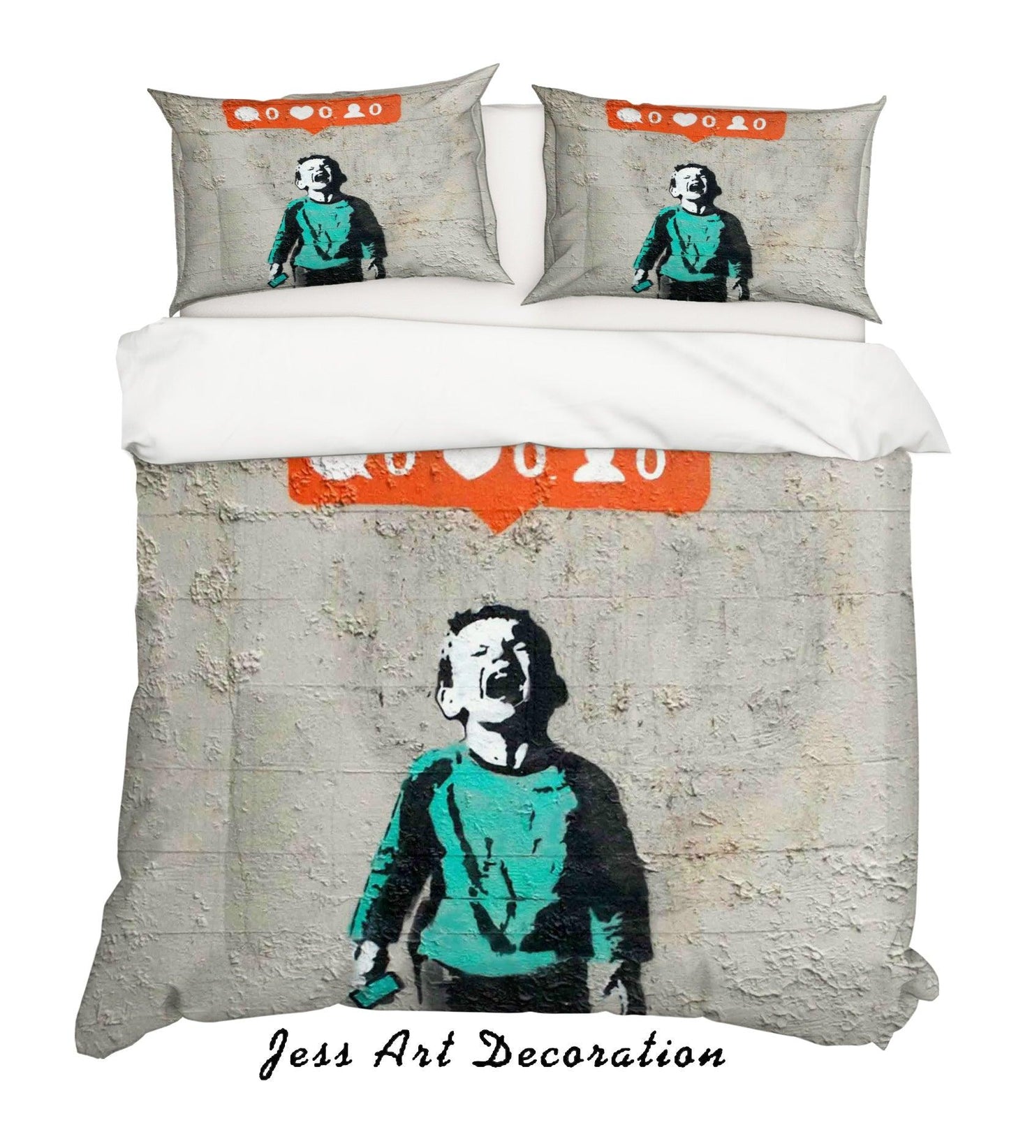 3D Banksy Boy Crying Green Quilt Cover Set Bedding Set Duvet Cover Pillowcases ZY D31