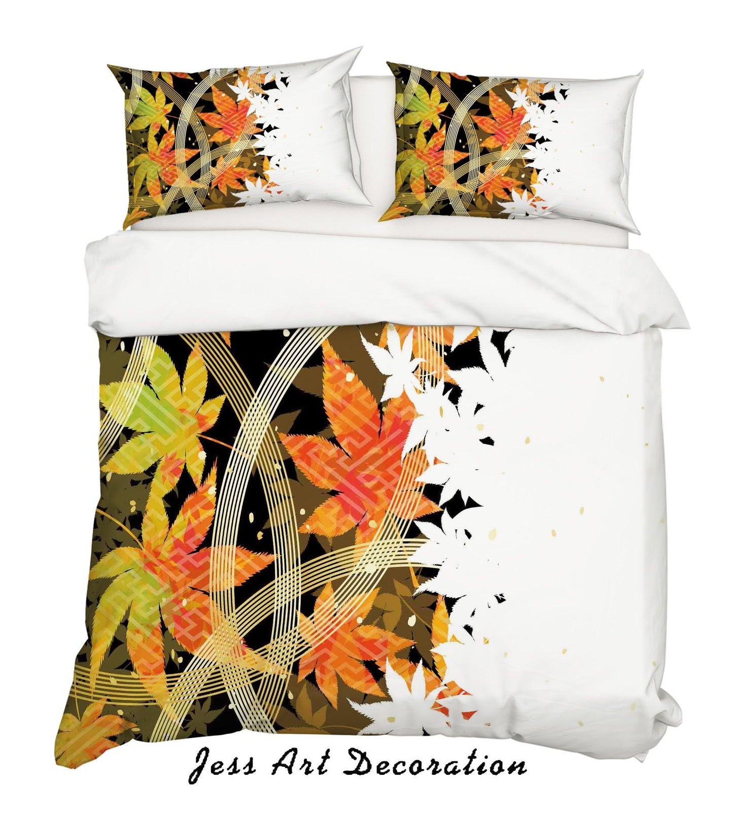 3D Autumn Maple Leaves Quilt Cover Set Bedding Set Pillowcases 46