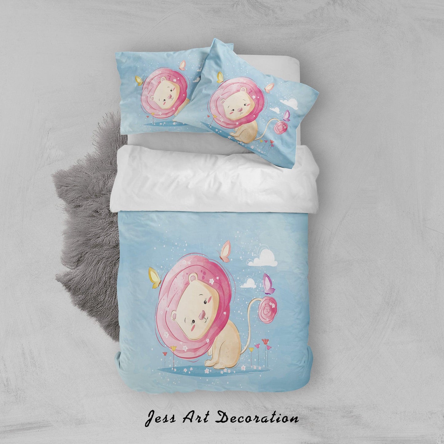 3D Blue Lion Quilt Cover Set Bedding Set Duvet Cover Pillowcases SF92