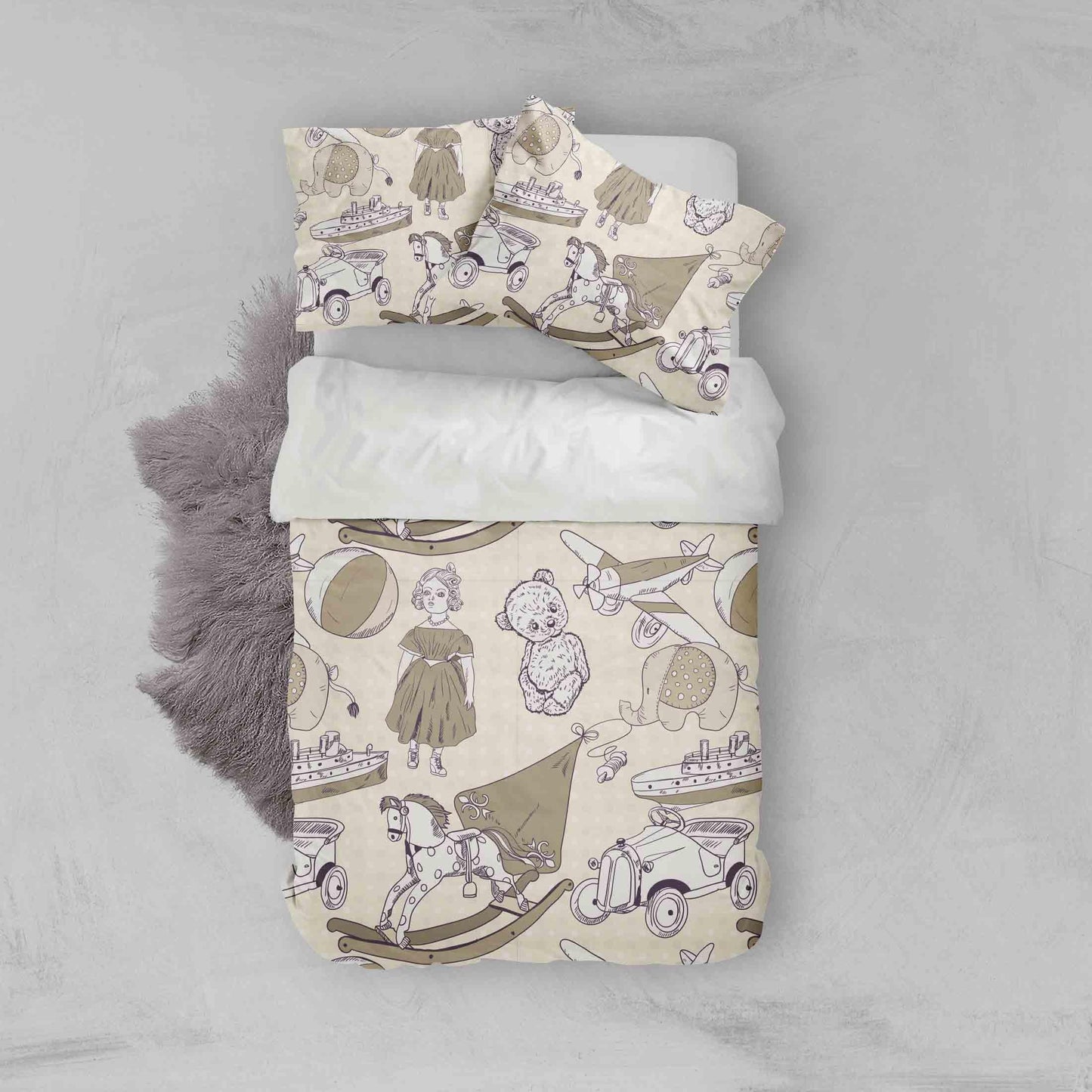 3D Cartoon Aircraft Bear Girl Trojan Car Boat Quilt Cover Set Bedding Set Pillowcases 41