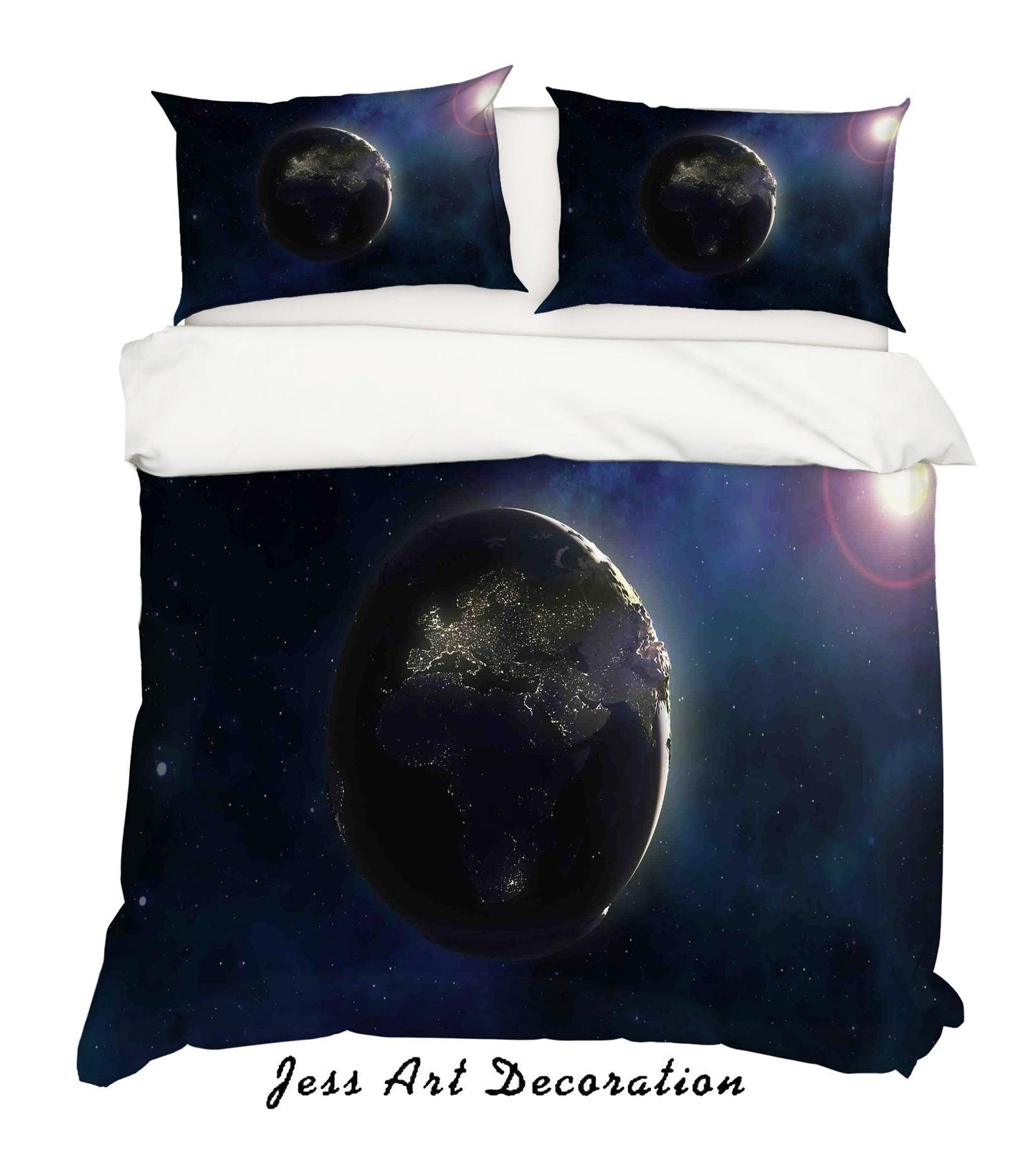 3D Blue Planet Universe Space Sun Quilt Cover Set Bedding Set Duvet Cover Pillowcases SF78