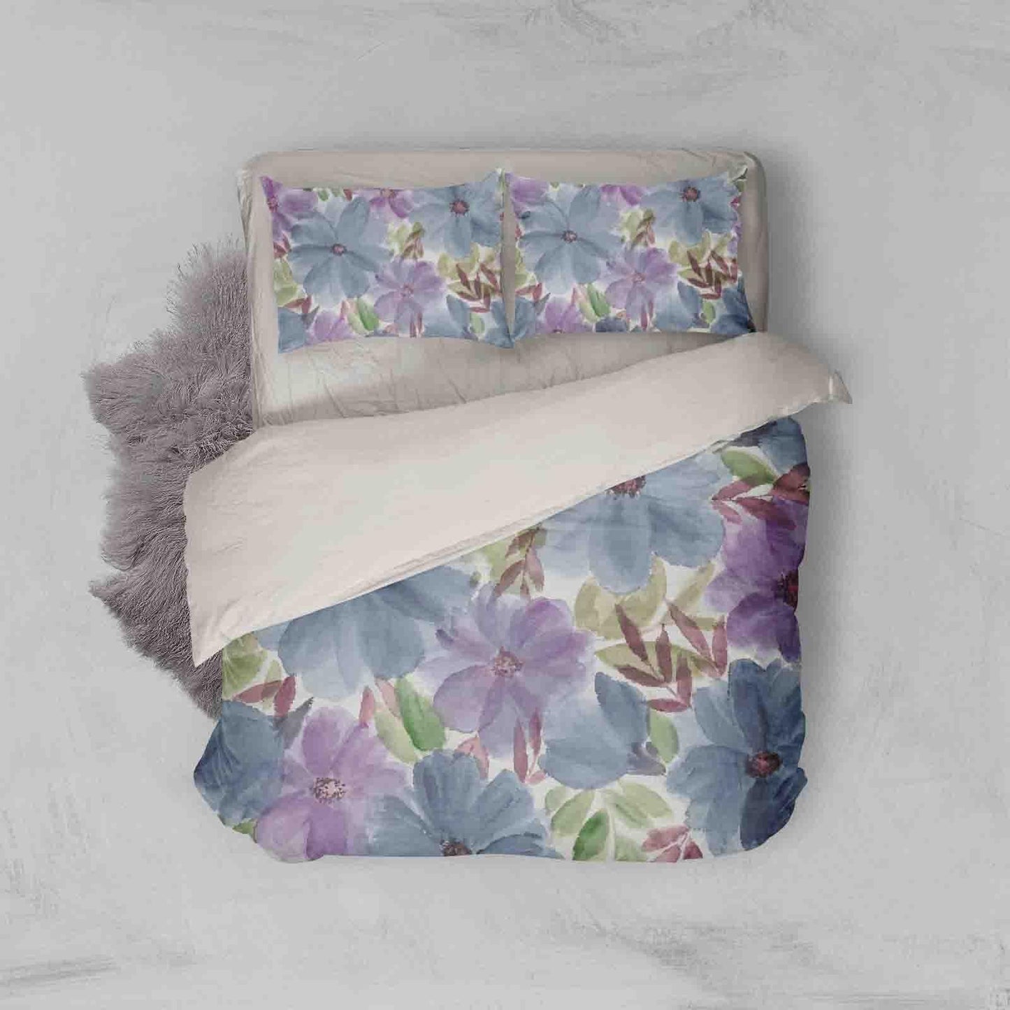 3D Blue Purple Floral Quilt Cover Set Bedding Set Pillowcases 95