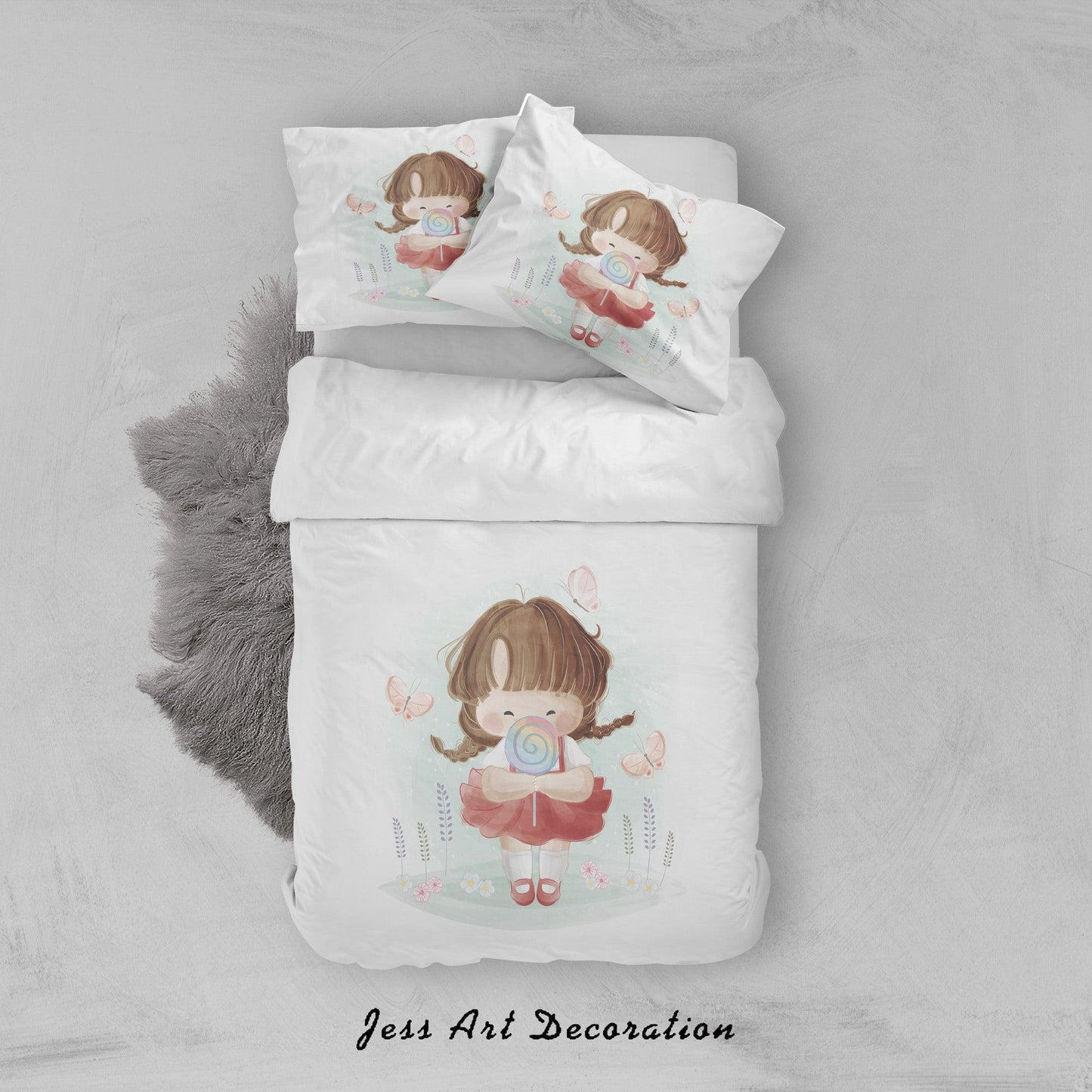 3D Cartoon Girl Lollipop Quilt Cover Set Bedding Set Duvet Cover Pillowcases SF119