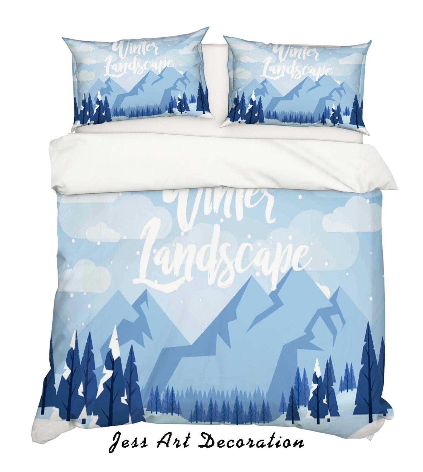 3D Blue Winter Landscape Mountains Trees Snow Quilt Cover Set Bedding Set Pillowcases 27