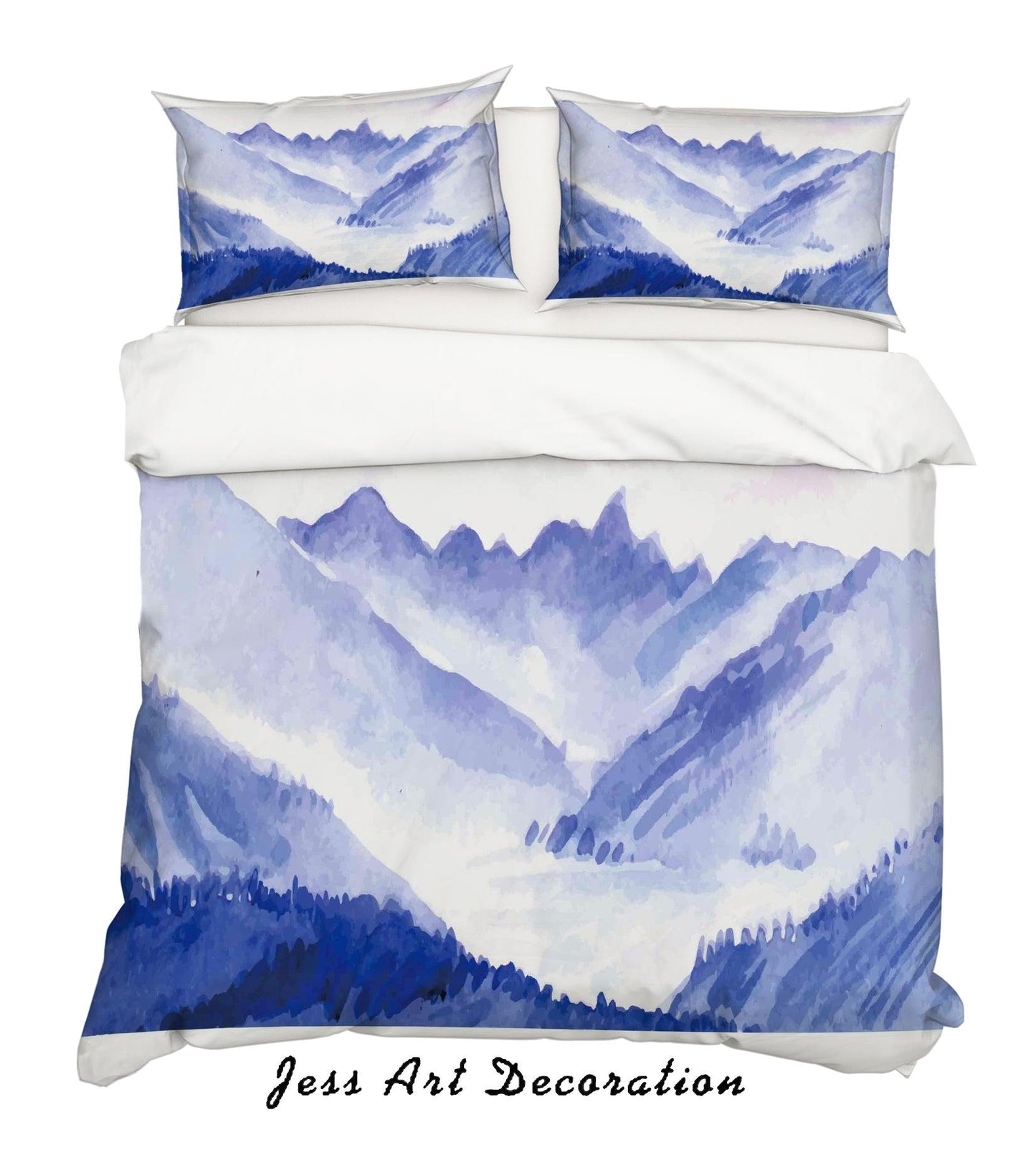 3D Cartoon Mountain Blue Quilt Cover Set Bedding Set Pillowcases 16