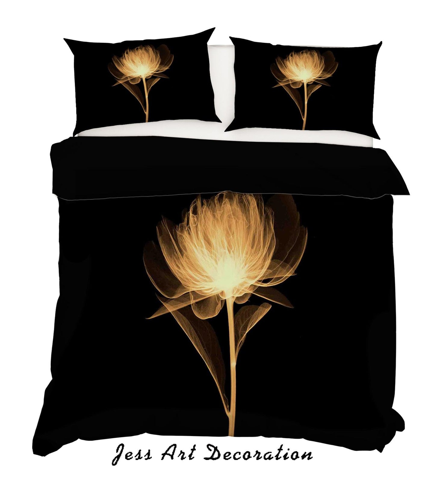 3D Black Floral Quilt Cover Set Bedding Set Pillowcases 06