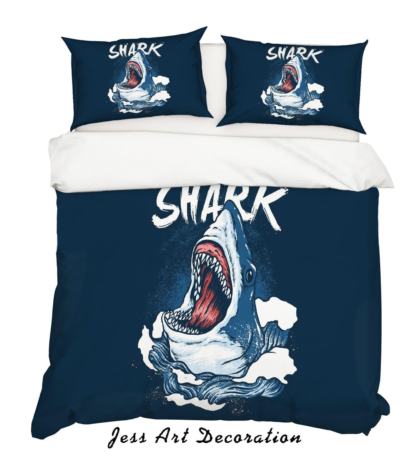 3D Blue Shark Quilt Cover Set Bedding Set Pillowcases 19