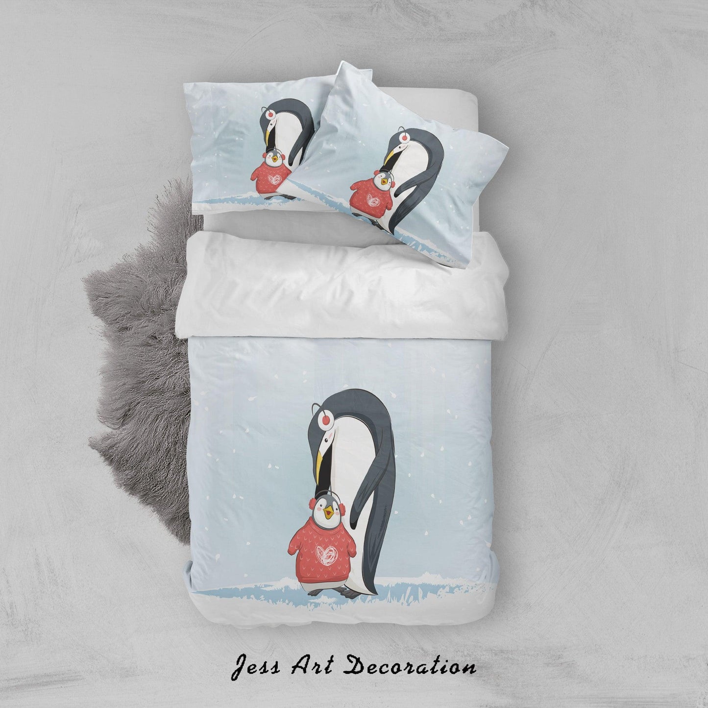 3D Blue Penguin Quilt Cover Set Bedding Set Duvet Cover Pillowcases SF68