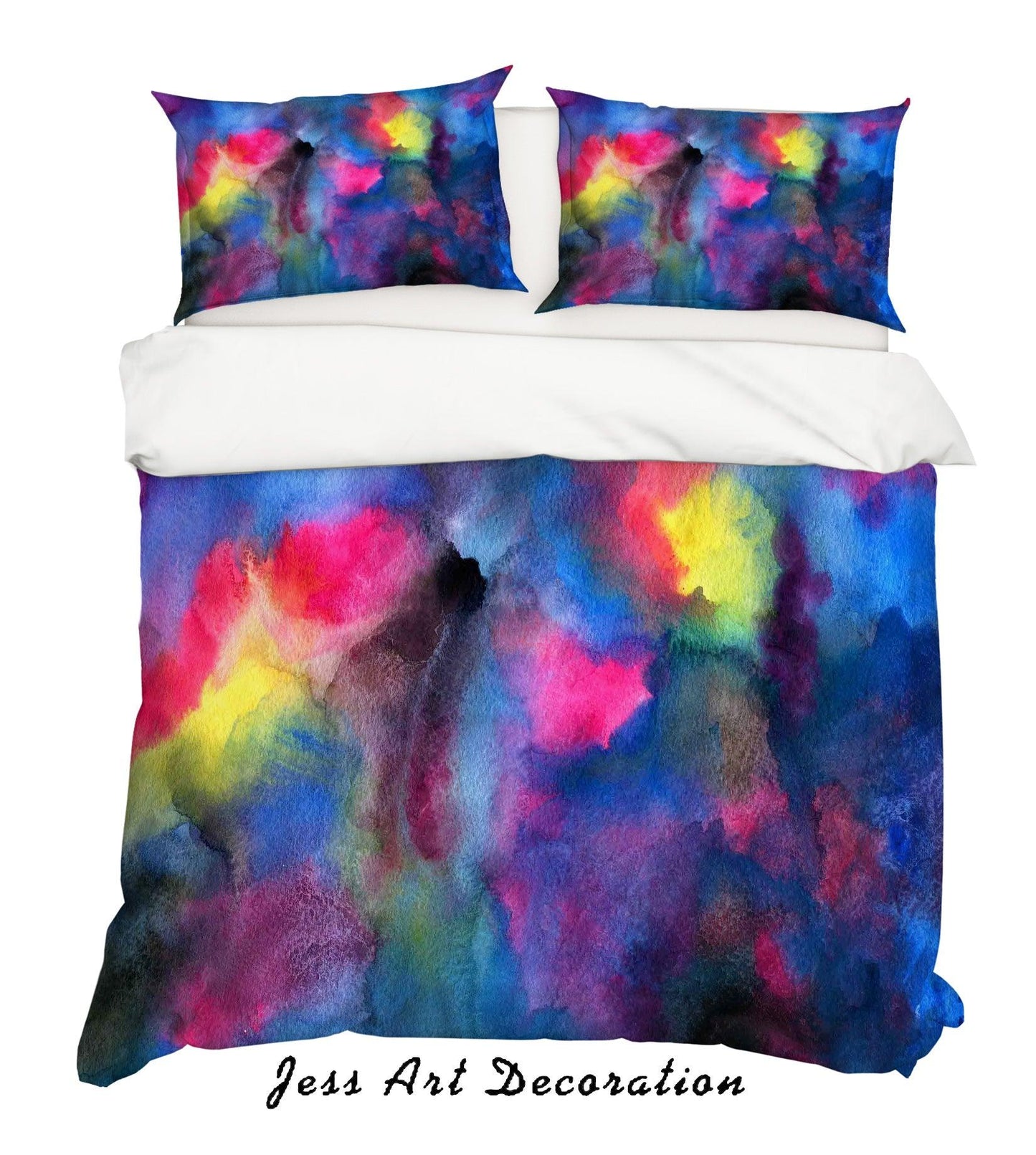 3D Blue Watercolor Quilt Cover Set Bedding Set Pillowcases 24