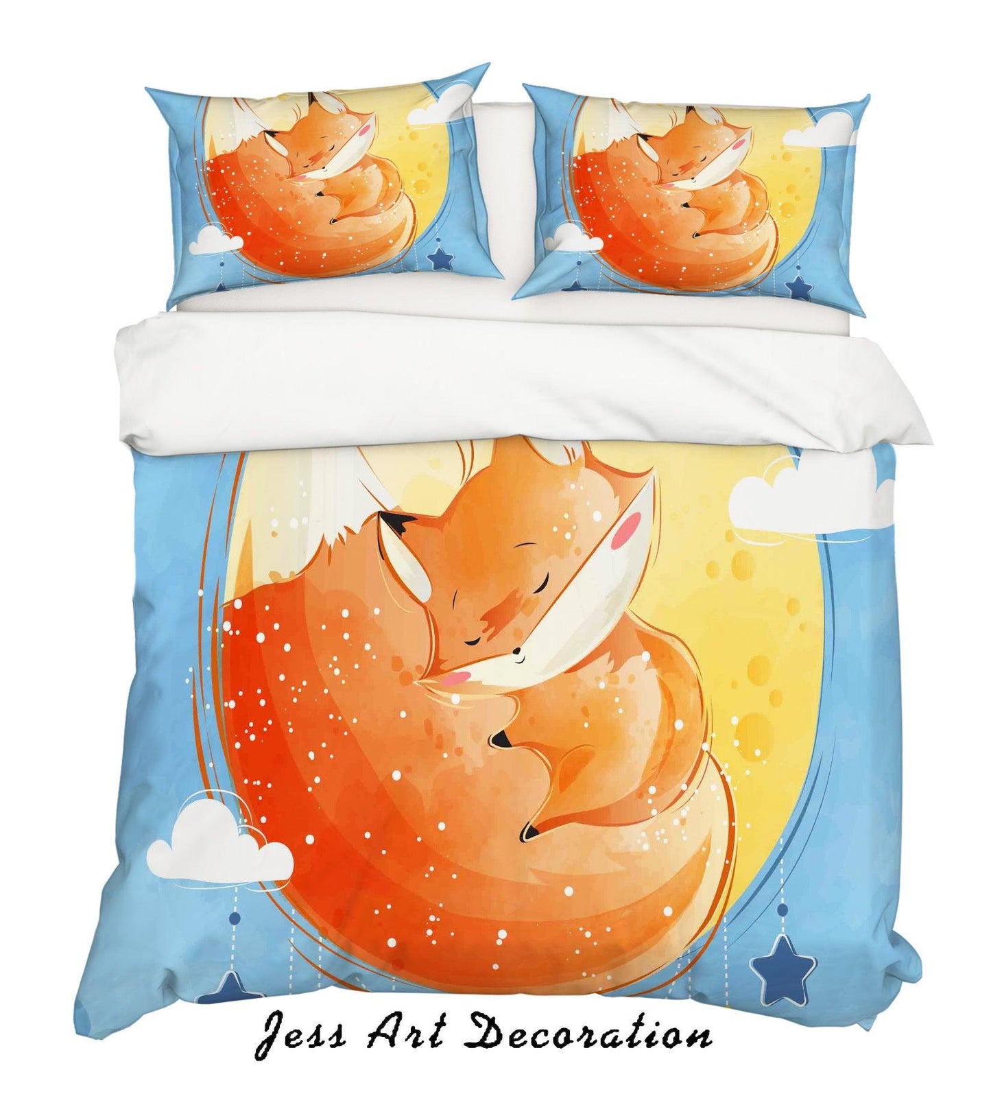 3D Cartoon Orange Fox Quilt Cover Set Bedding Set Pillowcases 42