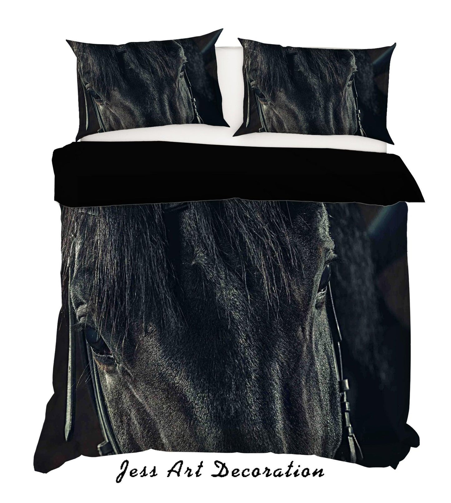 3D Black Horse Quilt Cover Set Bedding Set Pillowcases SF69