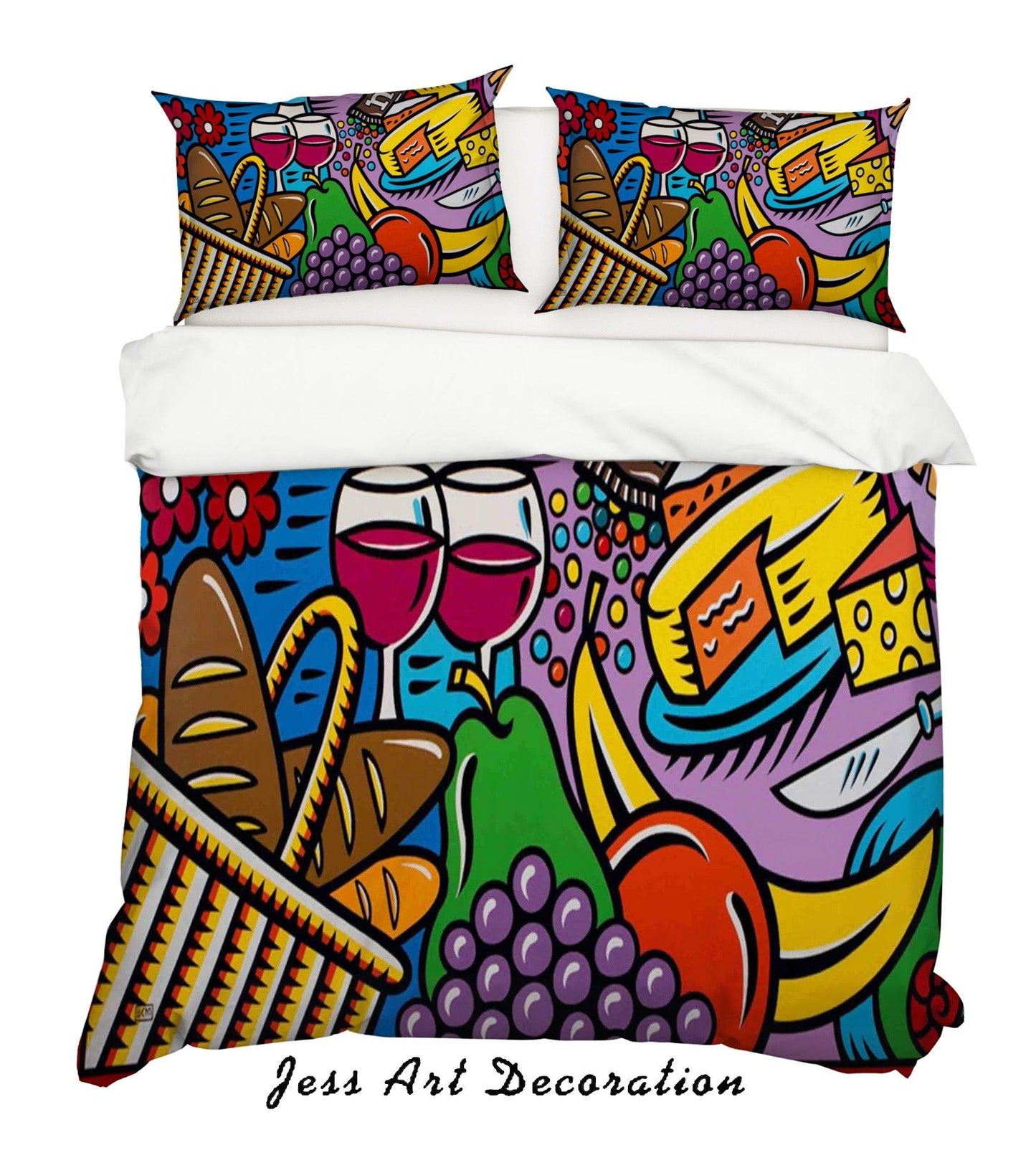3D Burton Morris Still Life With Bread And Wine Quilt Cover Set Bedding Set Duvet Cover Pillowcases ZY D41