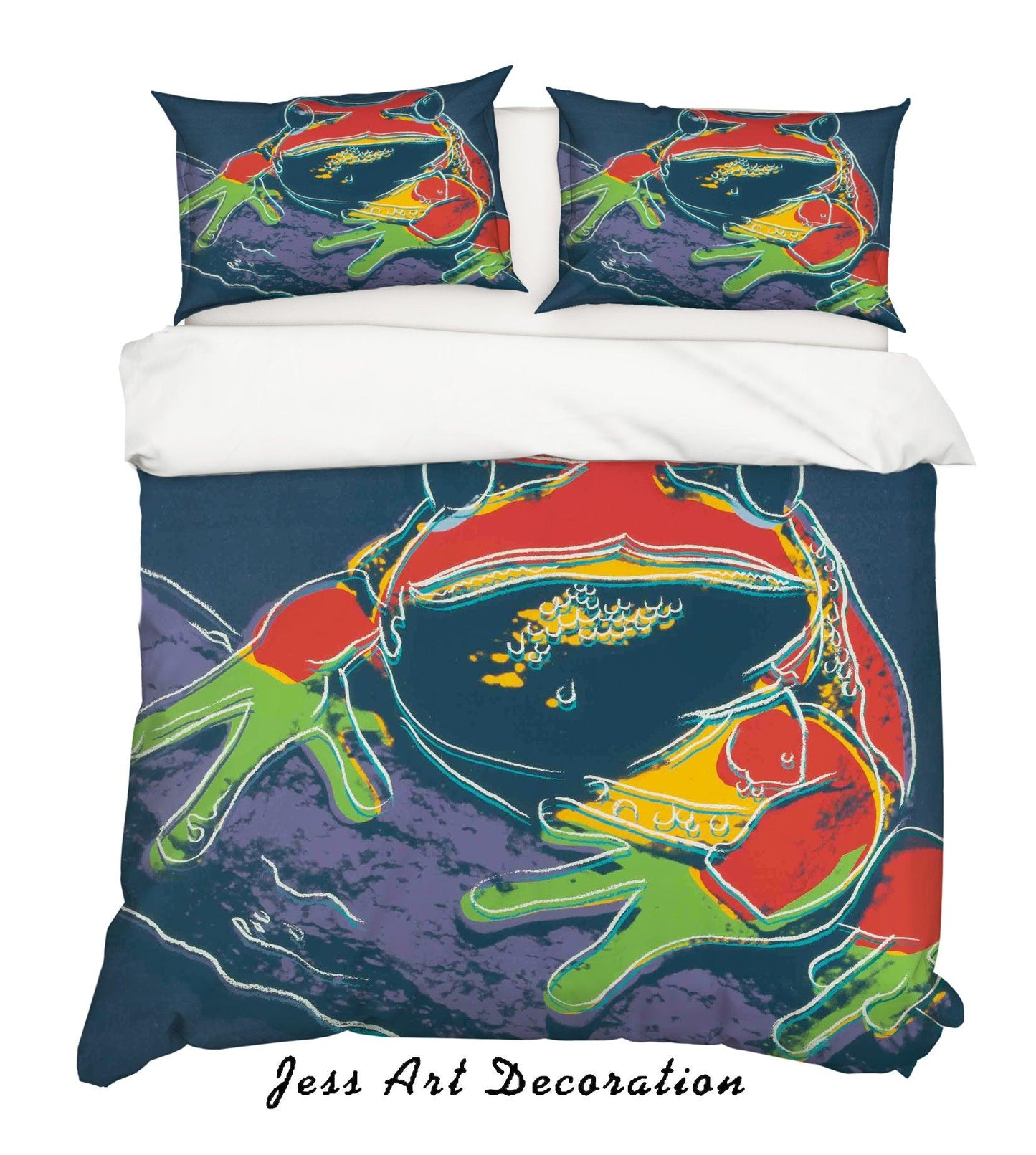 3D Andy Warhol Animal Frog Red Green Quilt Cover Set Bedding Set Duvet Cover Pillowcases ZY D9