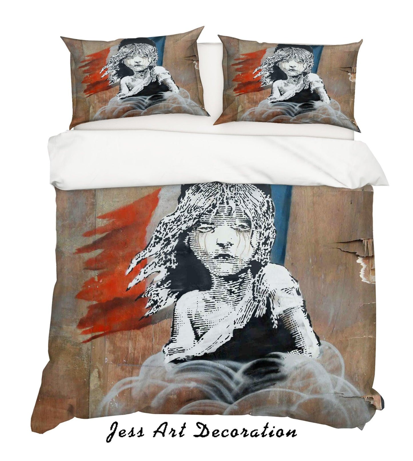 3D Banksy Mural Girl Red Hair Quilt Cover Set Bedding Set Duvet Cover Pillowcases ZY D86