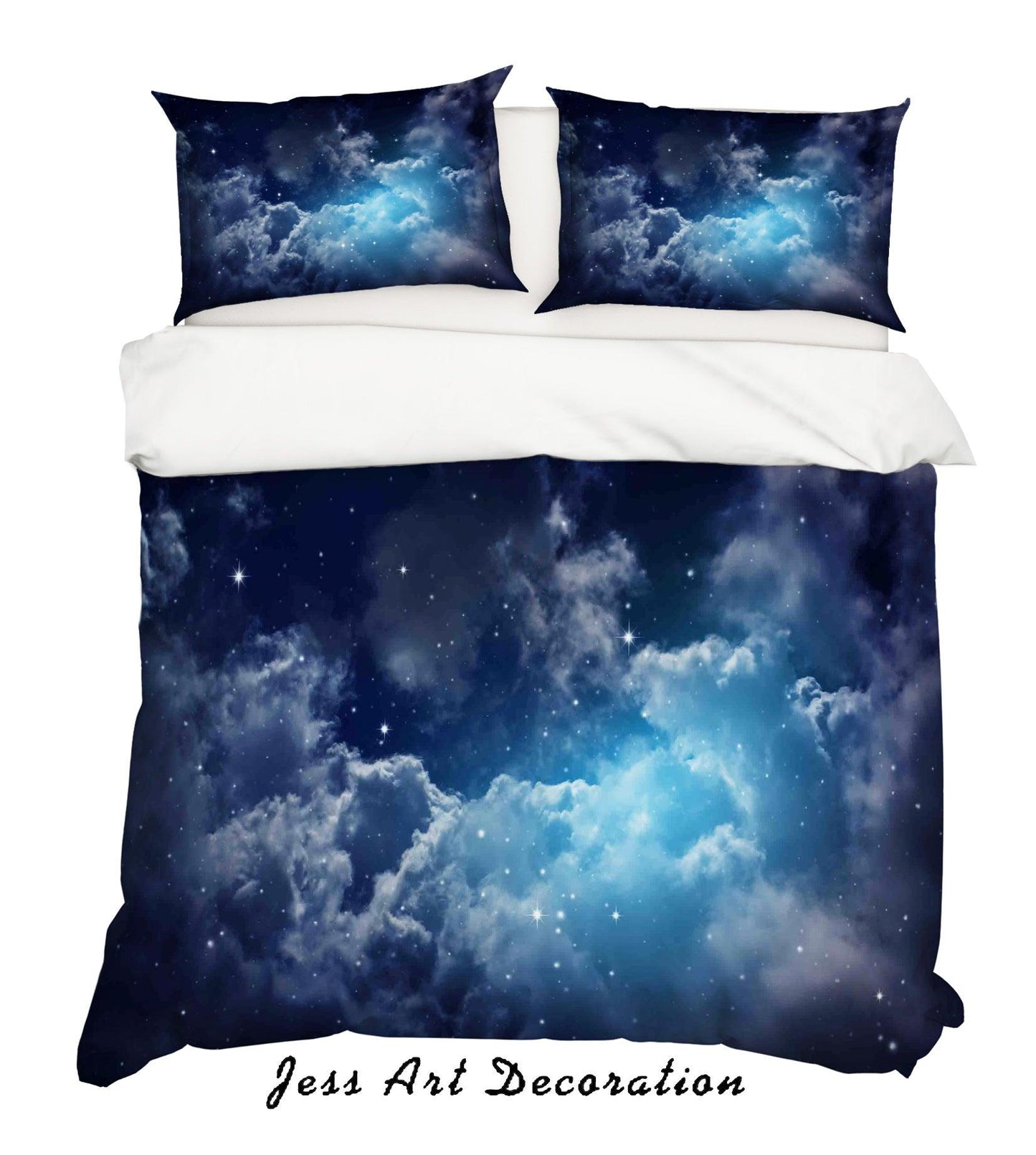 3D Blue Starry Sky Nebula Universe Quilt Cover Set Bedding Set Pillowcases SF06