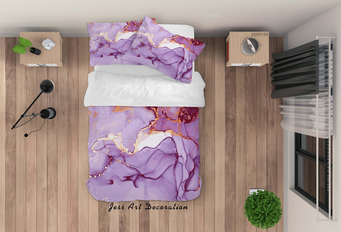 3D Abstract Purple Soft Quilt Cover Set Bedding Set Duvet Cover Pillowcases LXL